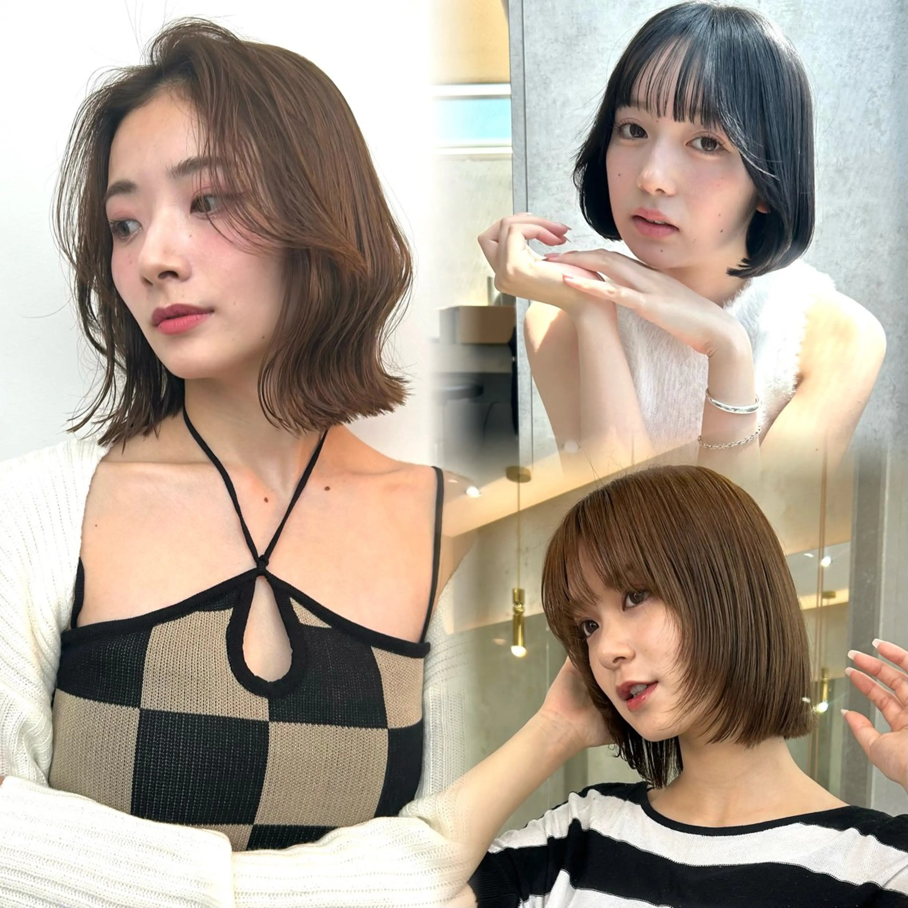 ミディアム 切りっぱなしボブ ボブ くびれヘア タンバルモリ 似合わせカット カット ヘアカラー トリートメント ボブ/くびれボブ/ 髪質改善/Ru-kaのヘアスタイル