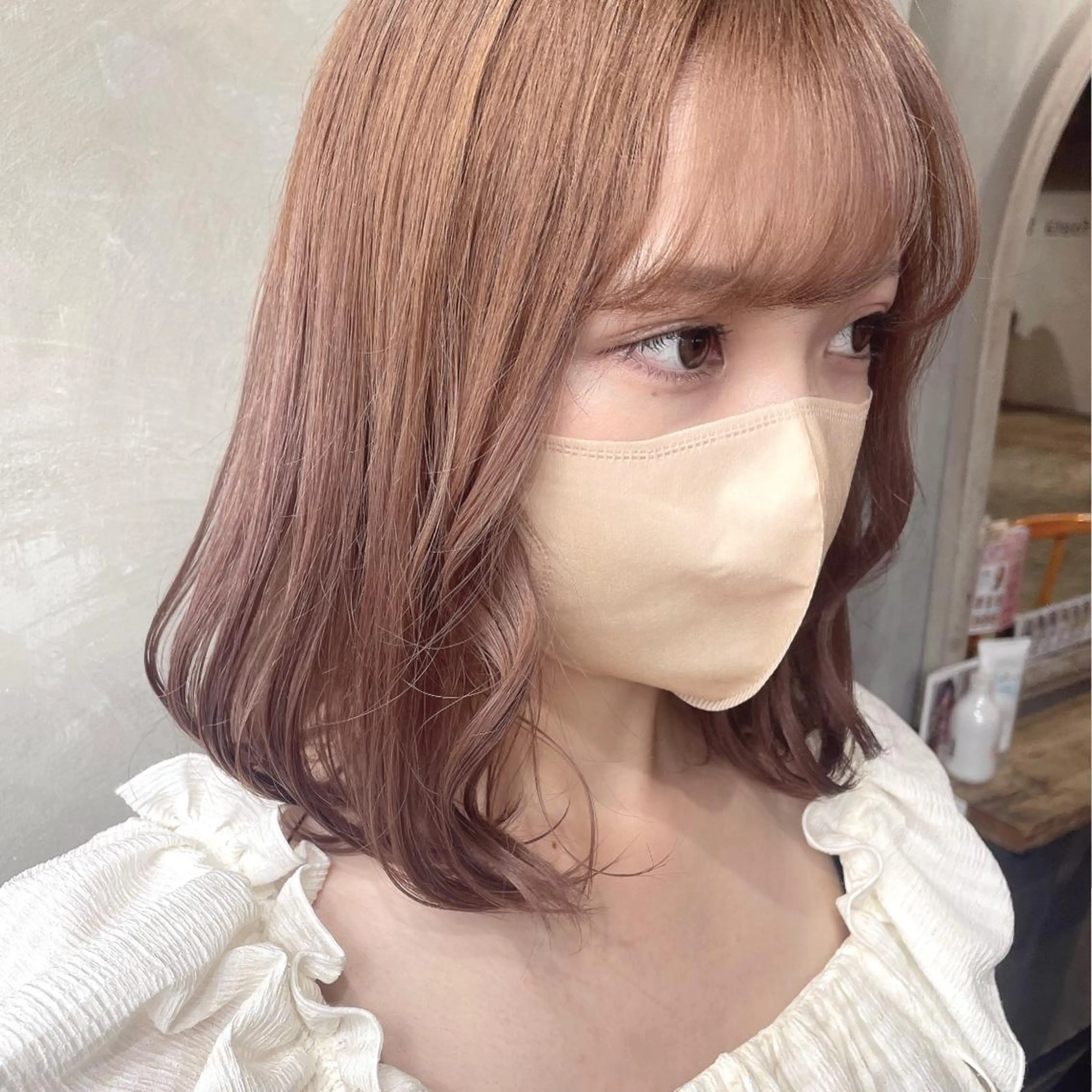 ミディアム カラー ヘアカラー 梅田美容室 山崎海波のヘアスタイル