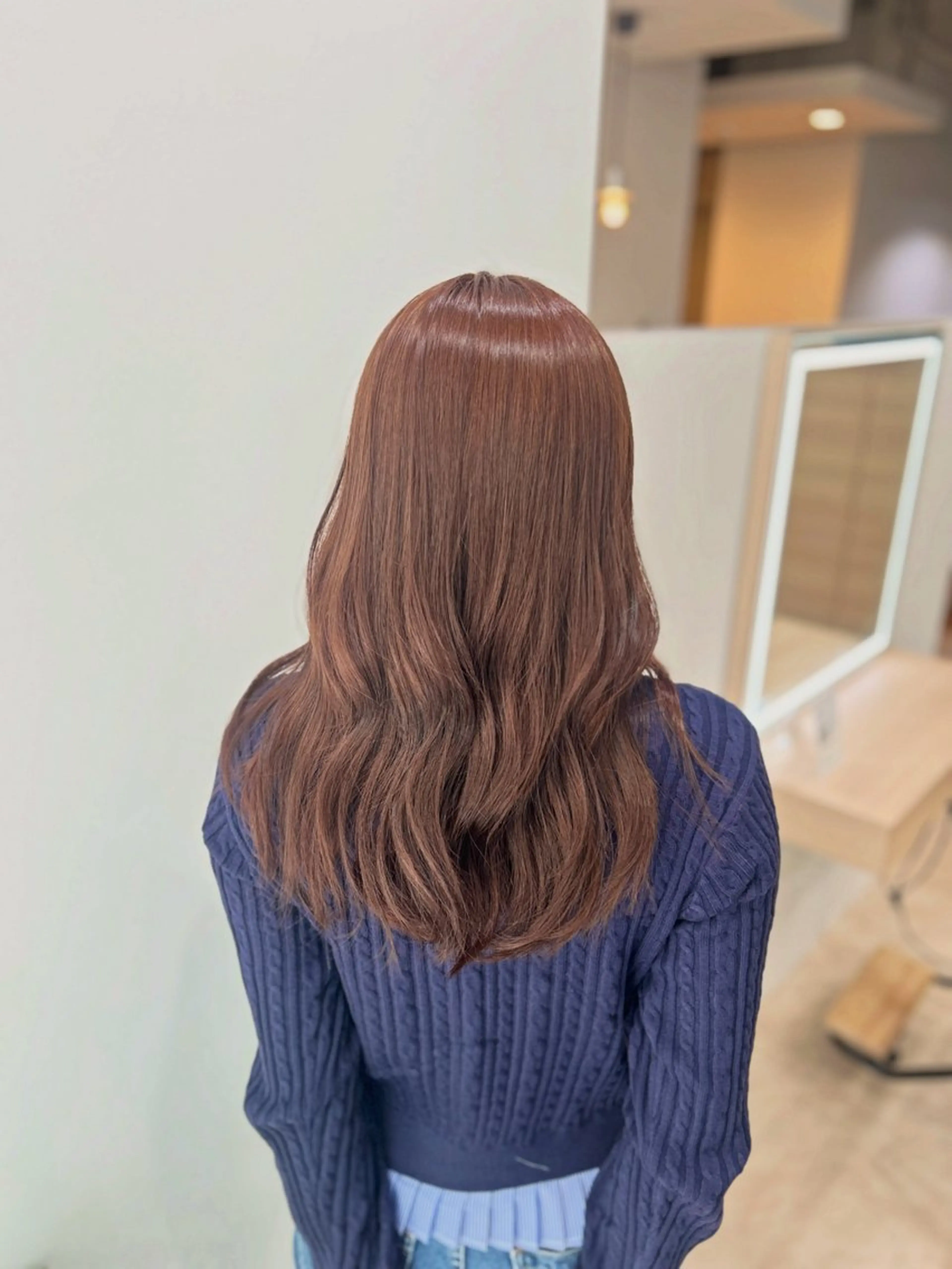 セミロング ピンクブラウン 卒業式のヘアスタイル カット ヘアカラー little福岡 ANNAのヘアスタイル