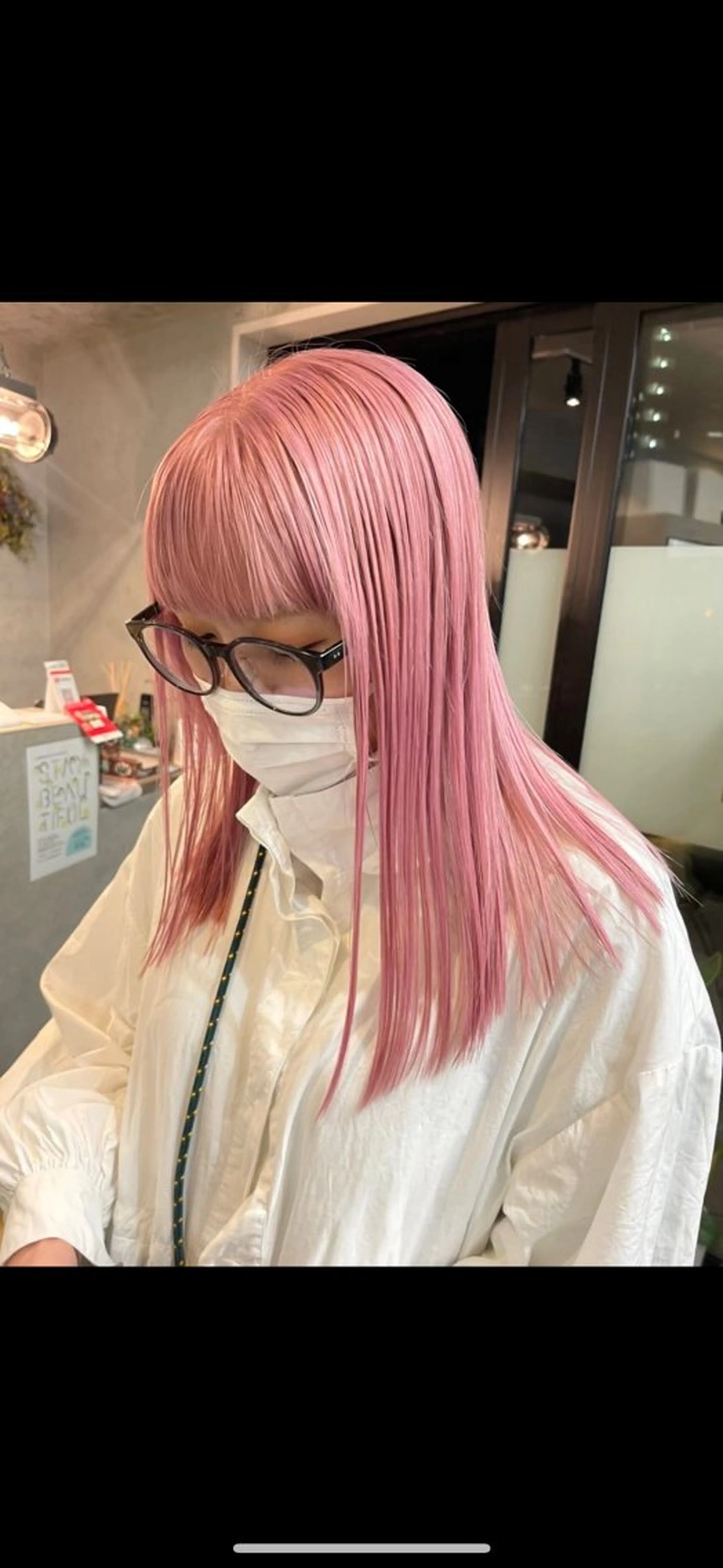 ミディアム カラー ヘアカラー 博多ブリーチ× 透明感/縮毛矯正のヘアスタイル