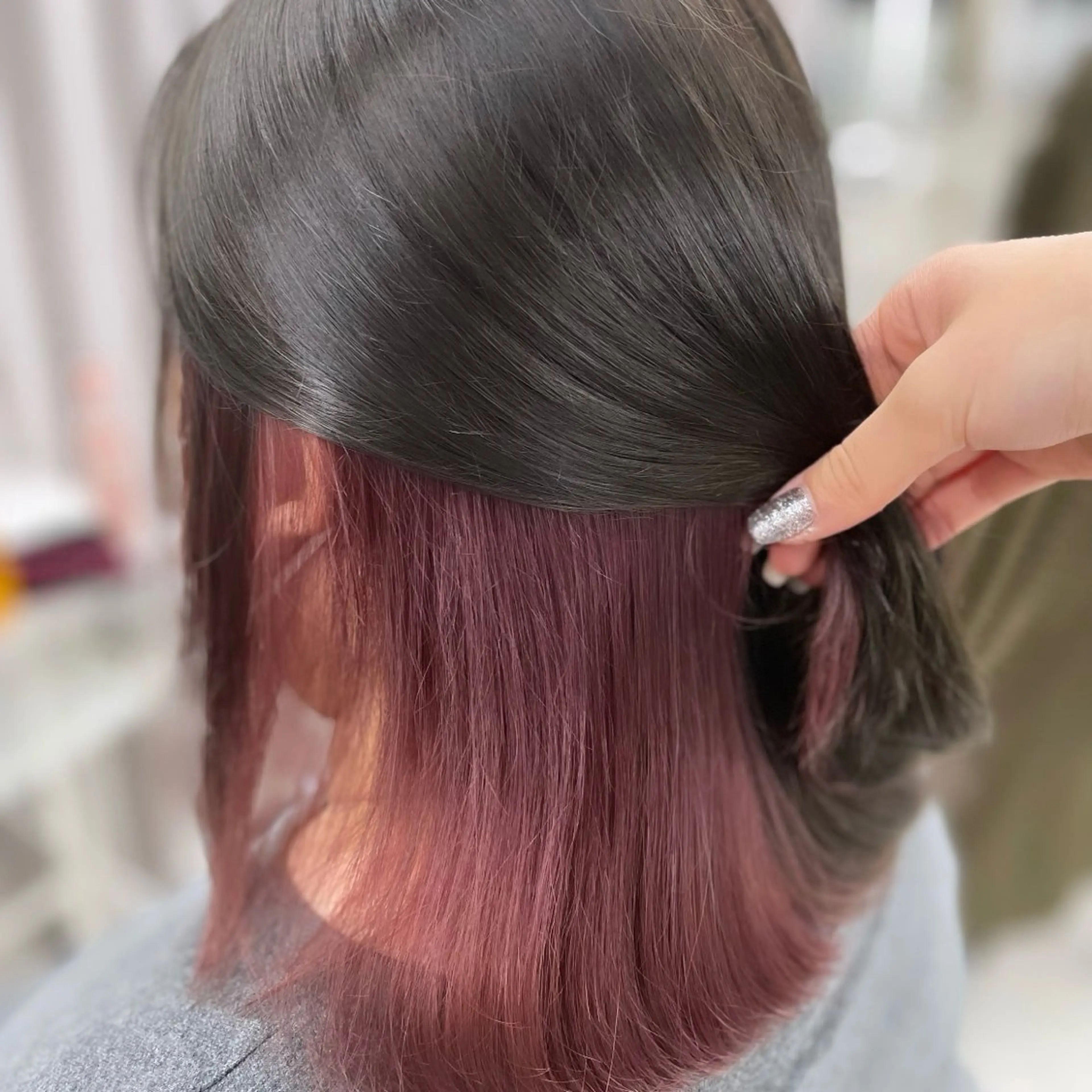 ミディアム 顔まわり🎀ピンク 💖ゆうなのヘアスタイル