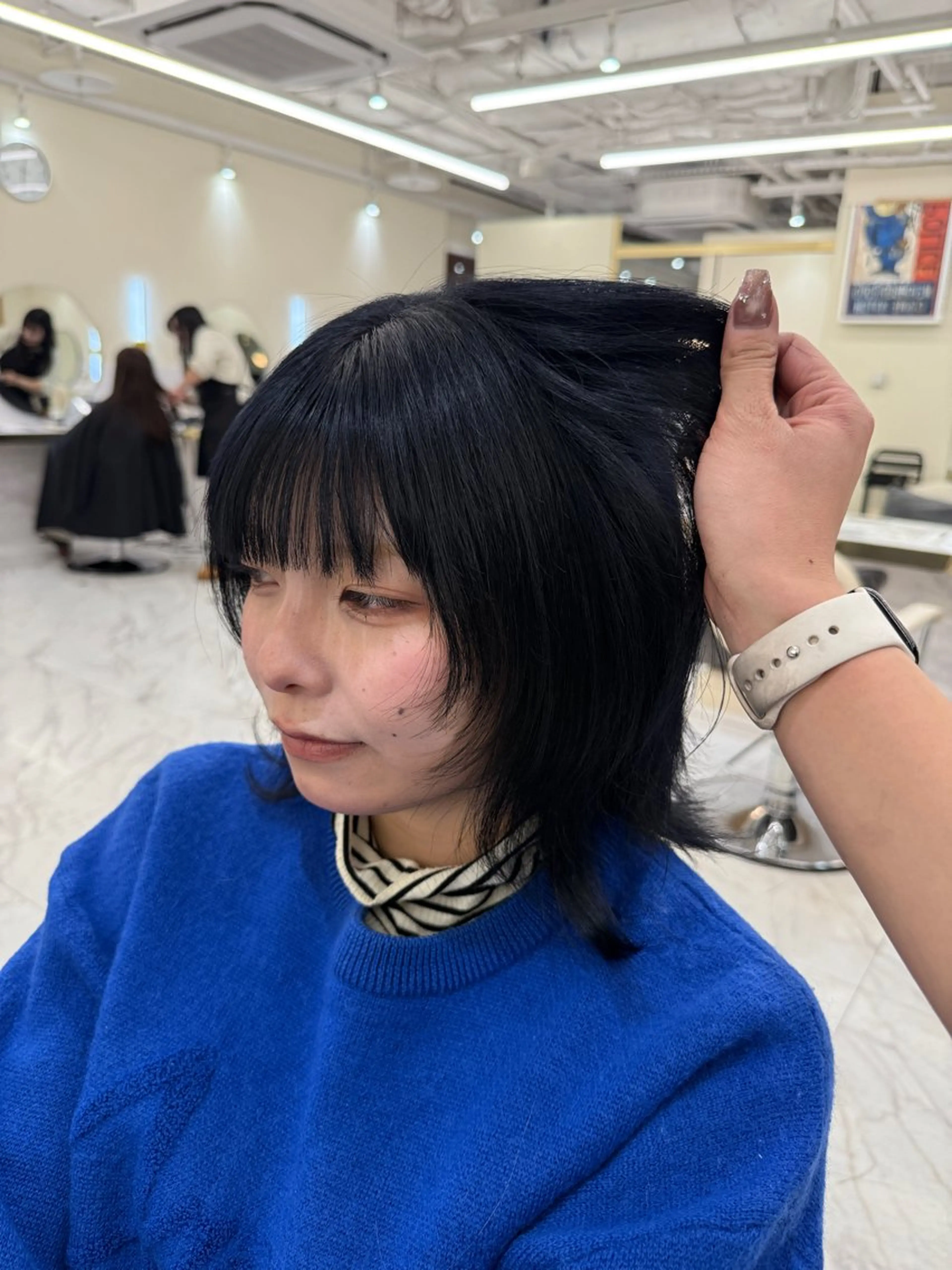 カラー 黒髪 ブルーカラー ブルーブラック ヘアカラー 韓国ヘア🇰🇷艶 カラー/sakuraのヘアスタイル