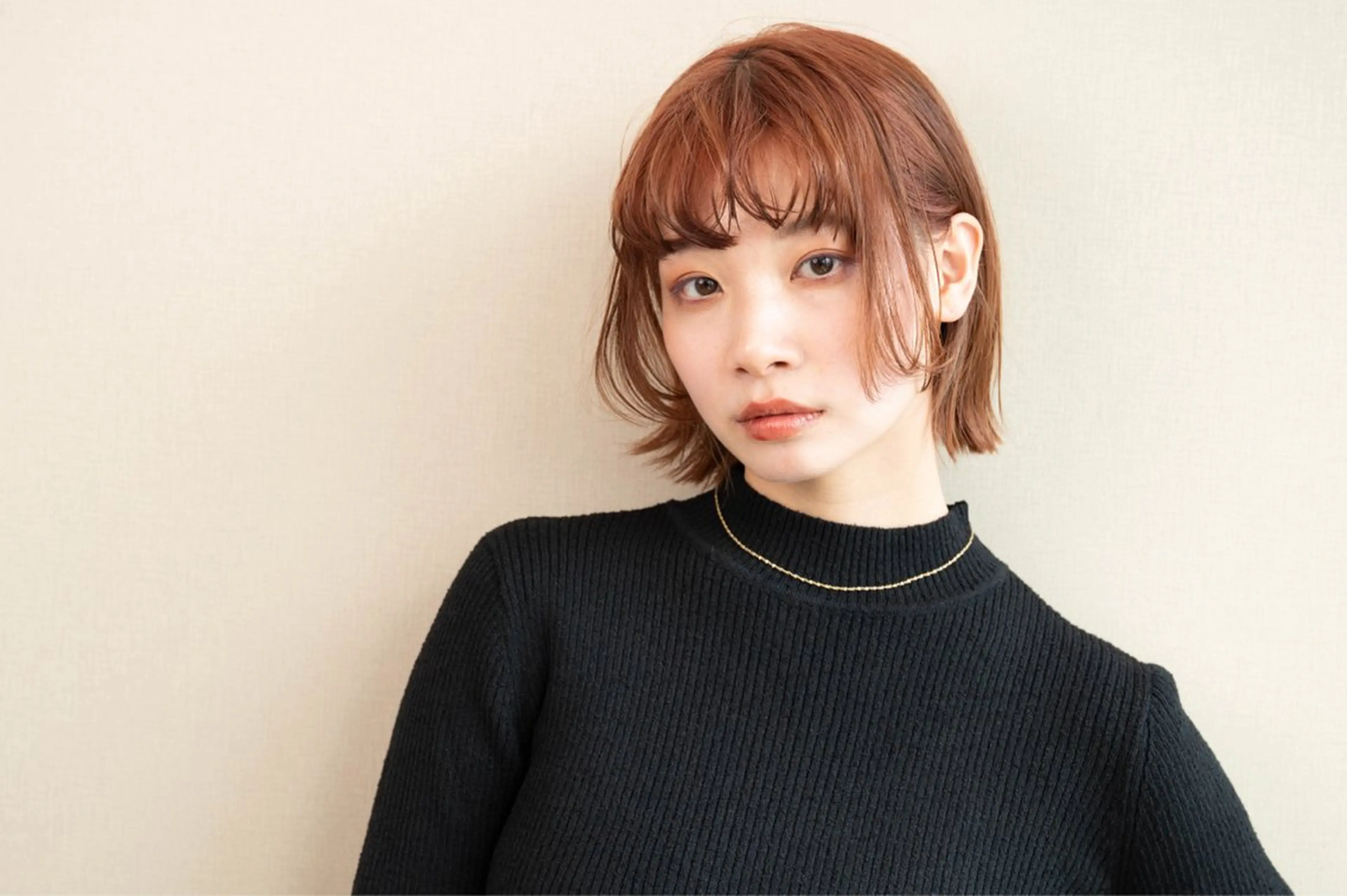 ミディアム カット ヘアカラー トリートメント 切りっぱなしボブ/ 蒲生四丁目/伊藤瑠唯のヘアスタイル