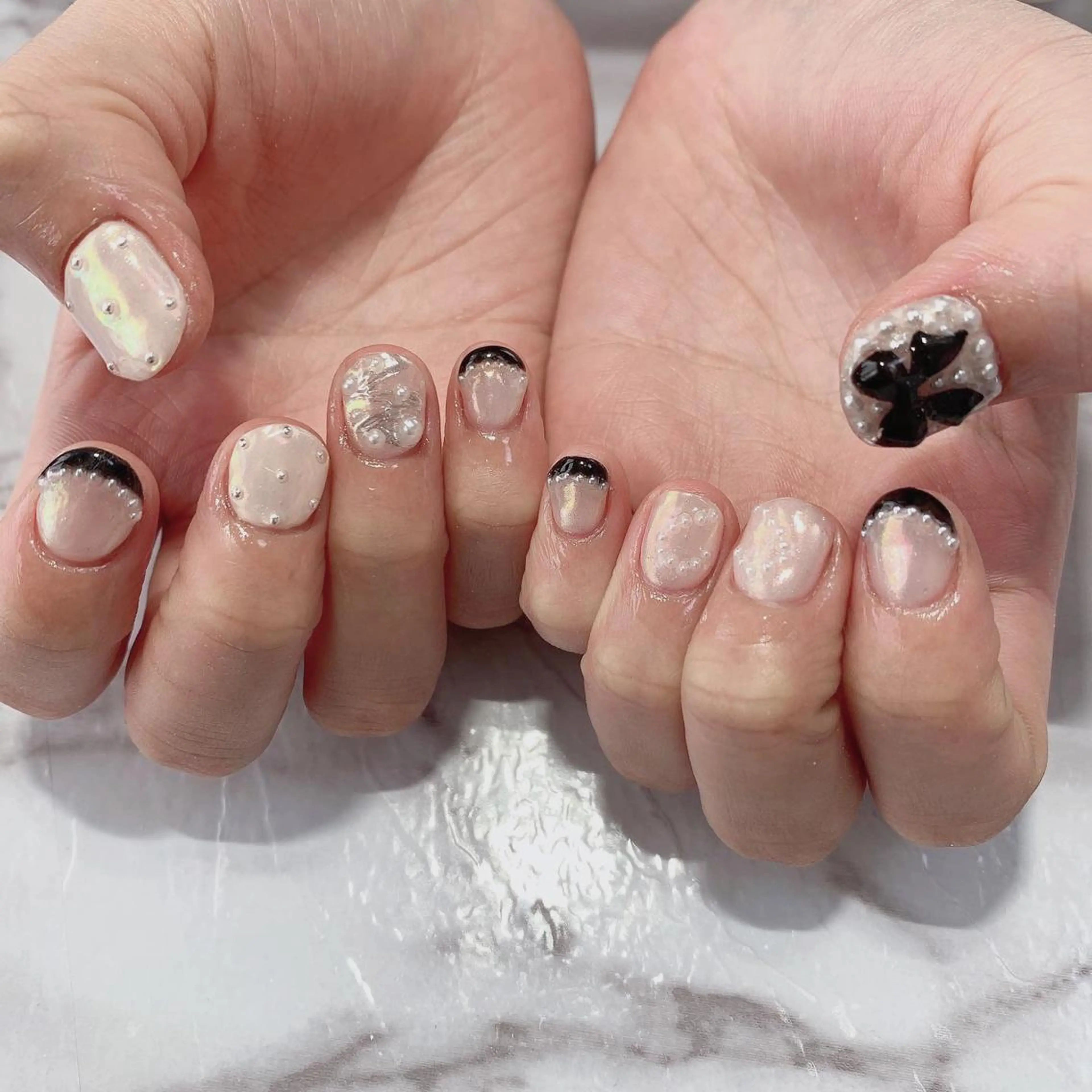 ネイル フレンチネイル リボン Ally's Nailのネイルデザイン