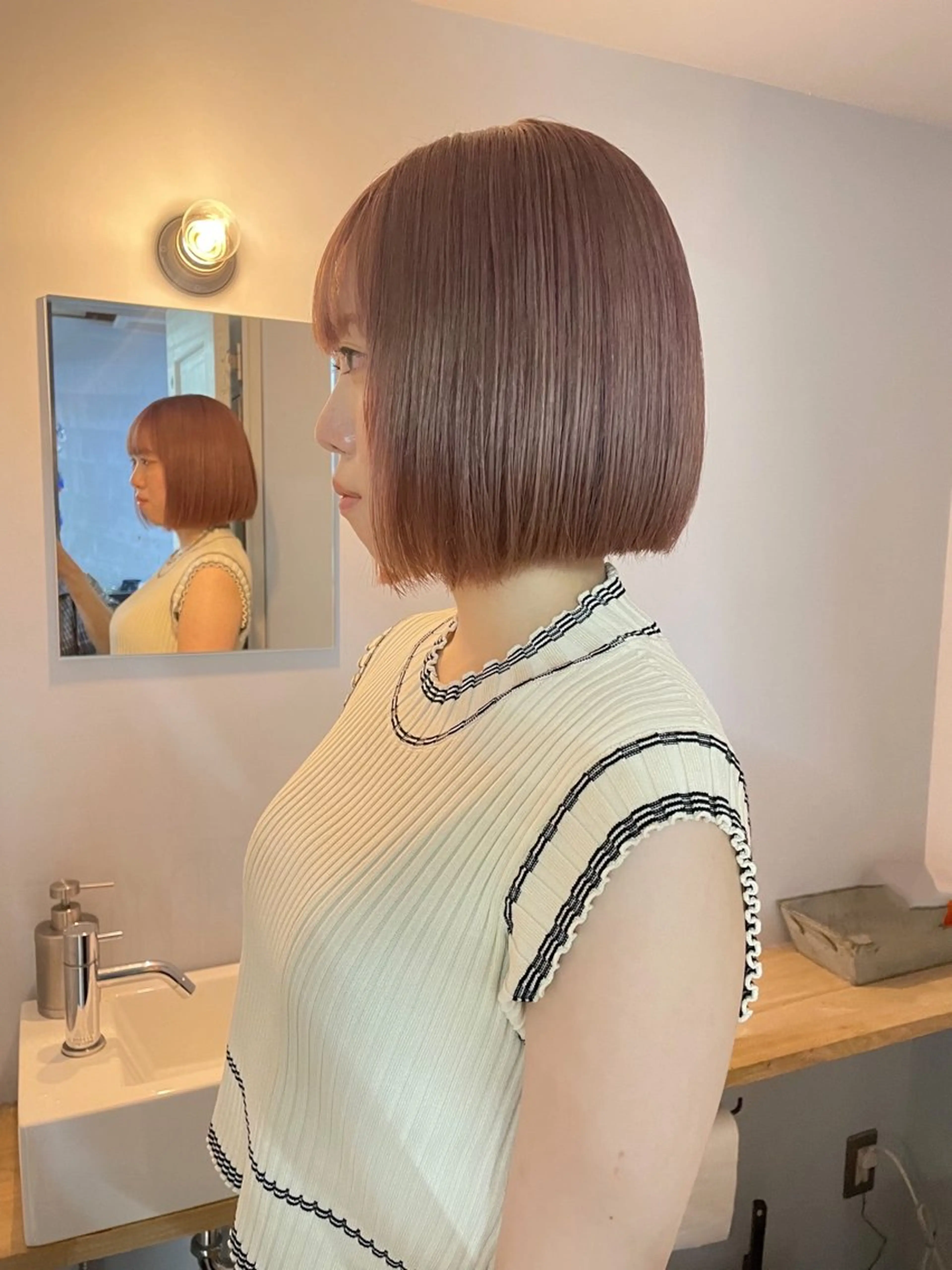ミディアム ヘアカラー トリートメント ボブカットモデル/パ ーマ/harunaのヘアスタイル