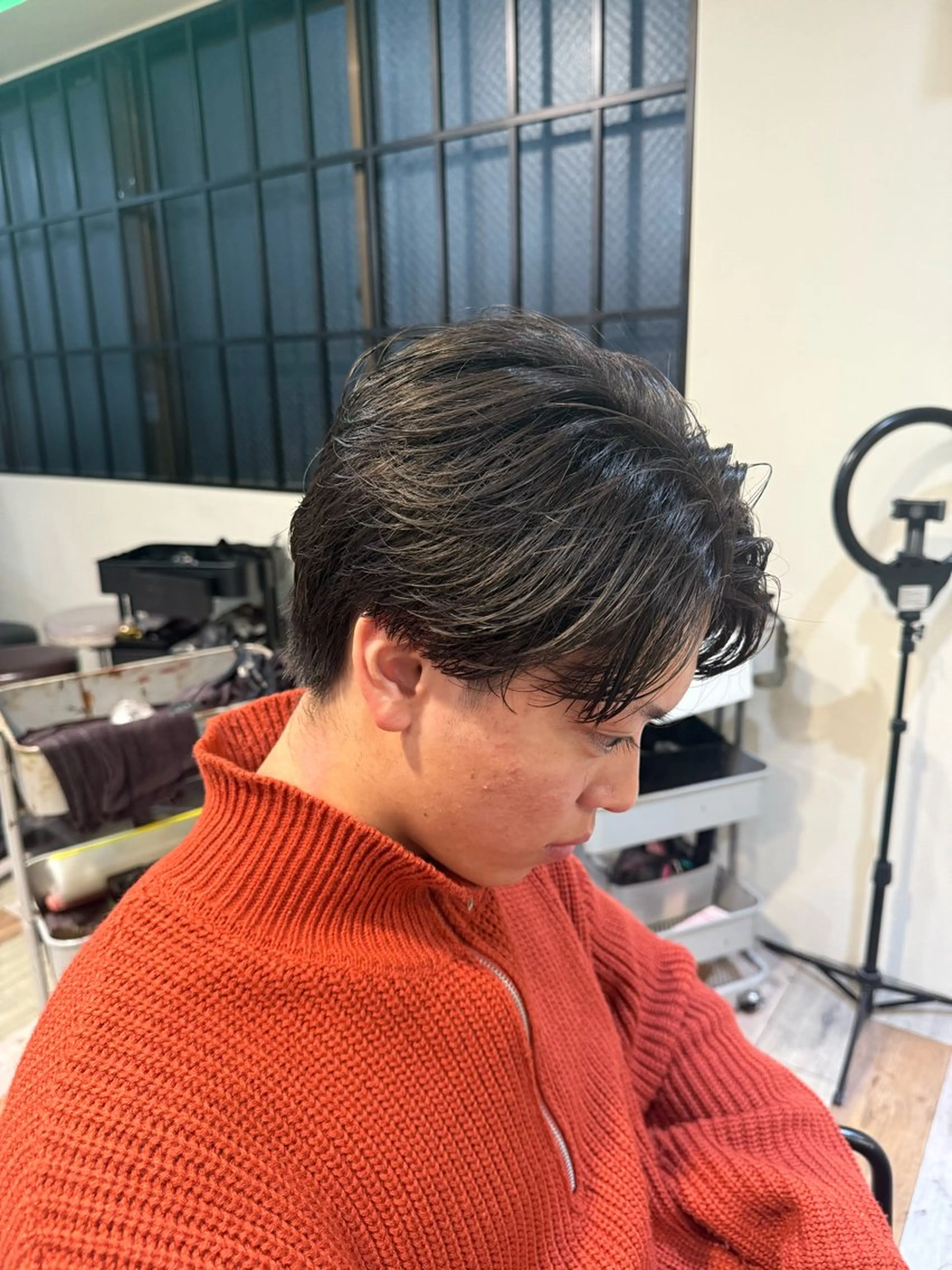 ショート パーマ メンズ センターパート メンズパーマ カット パーマ トリートメント メンズカット/パーマ 艶カラーTAIGA︎のヘアスタイル