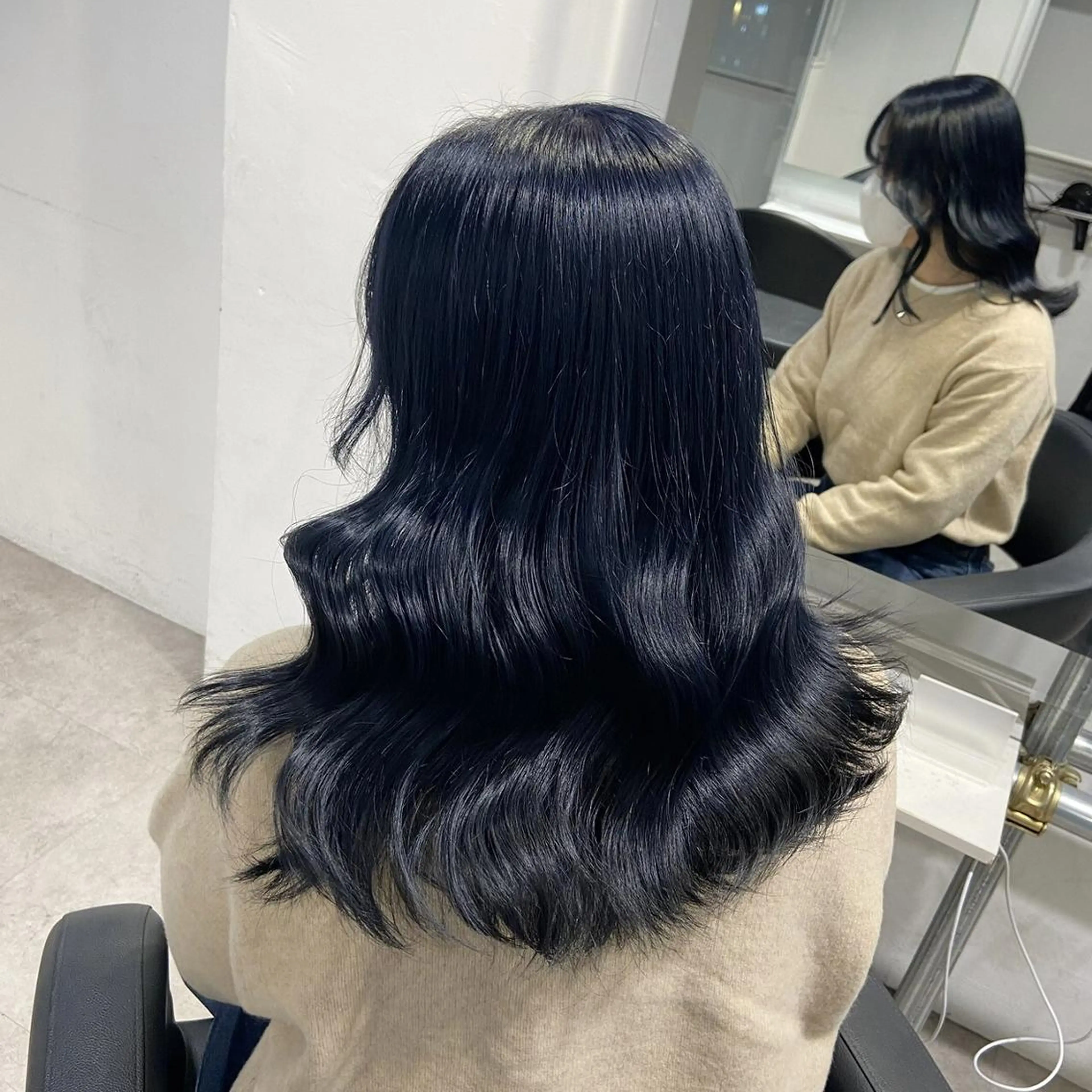 カラー セミロング カット ヘアカラー トリートメント 🦋透明感グレージュ /韓国レイヤー🦋のヘアスタイル