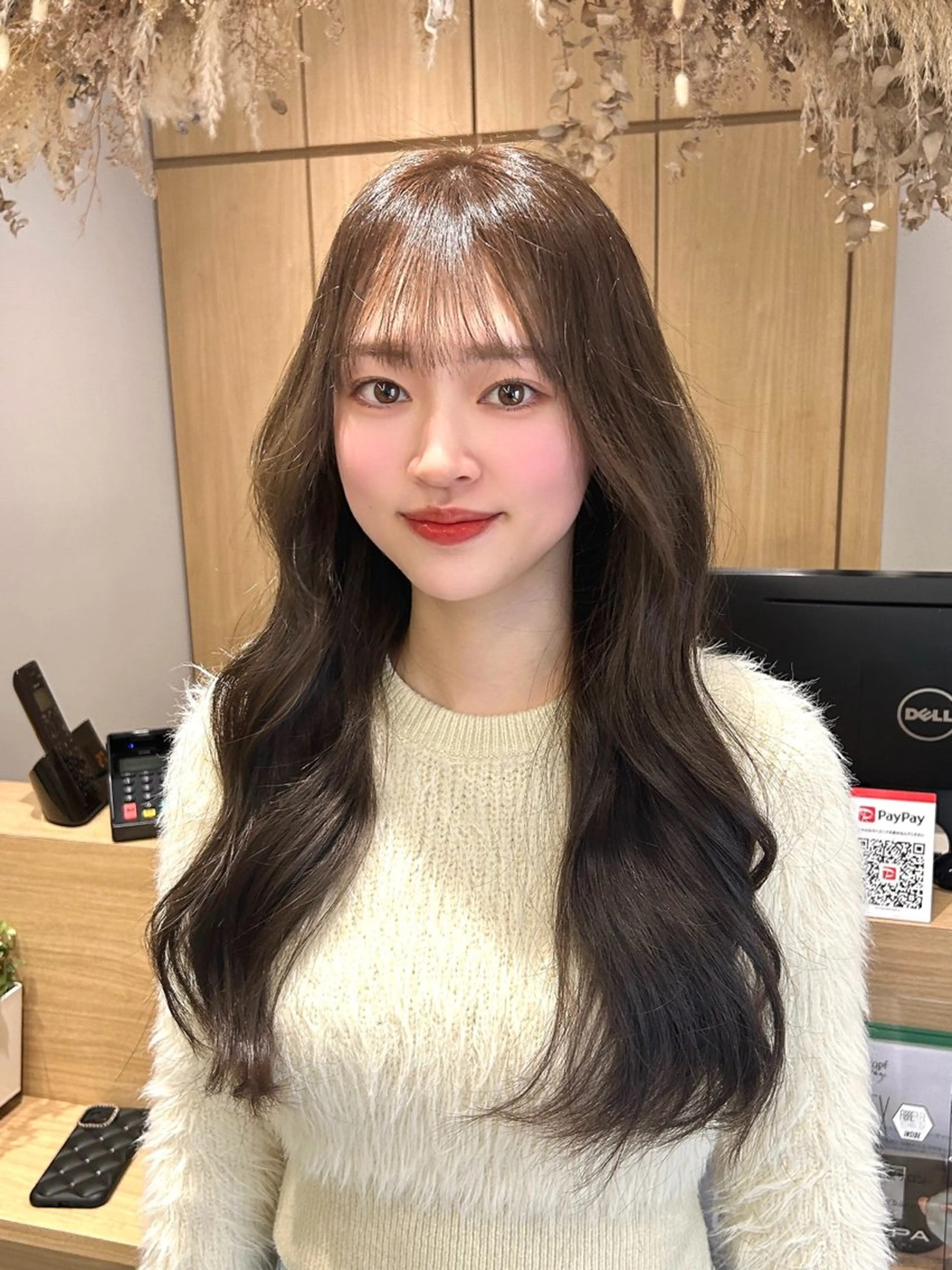 ロング カラー ベージュカラー オリーブベージュ Lien by kiitos所属・韓国ヘア×レイヤー カット/上田丈也のヘアスタイル