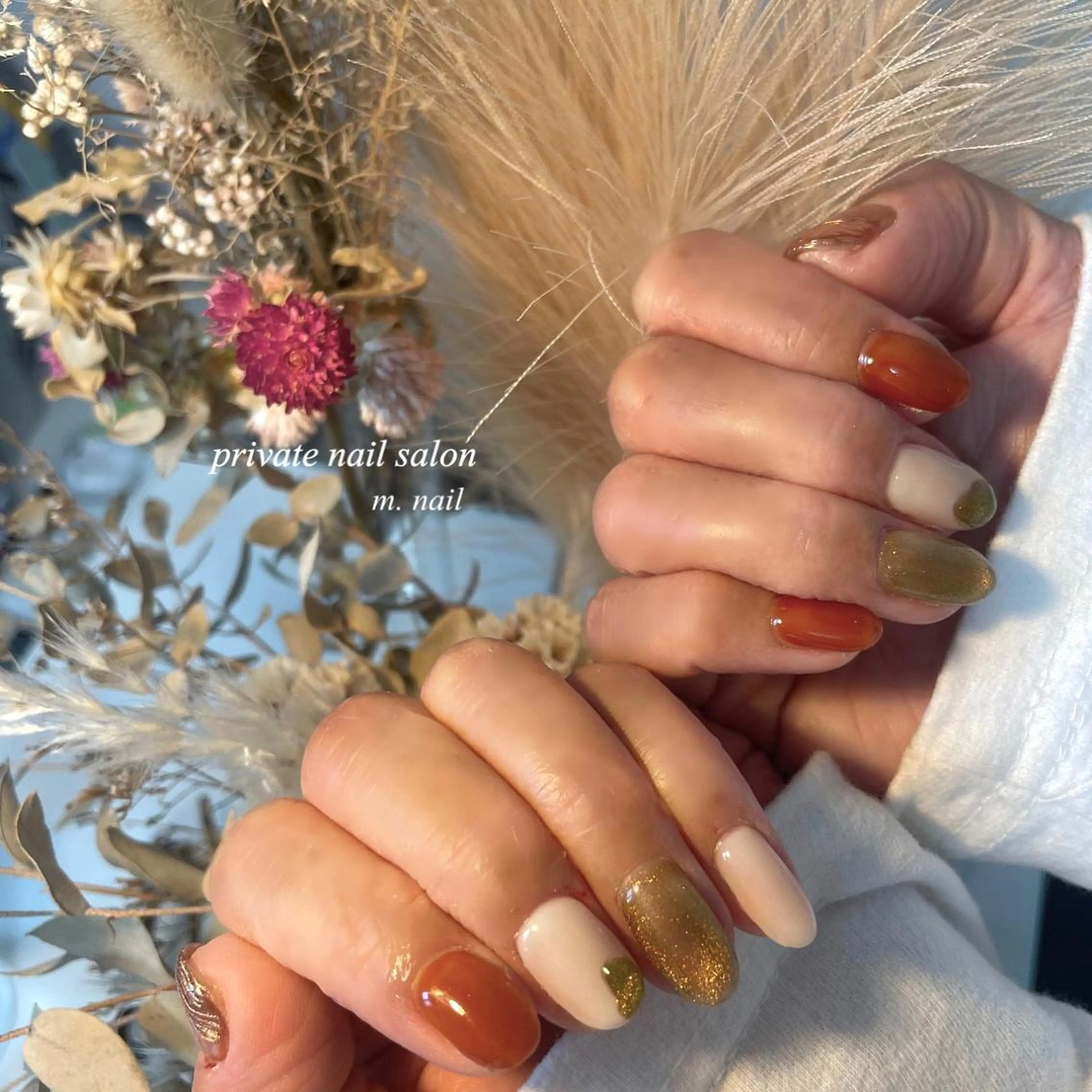 ネイル アートネイル マグネットネイル ビー玉ネイル ミラーネイル ニュアンスネイル ハンドネイル m.nail salonのネイルデザイン