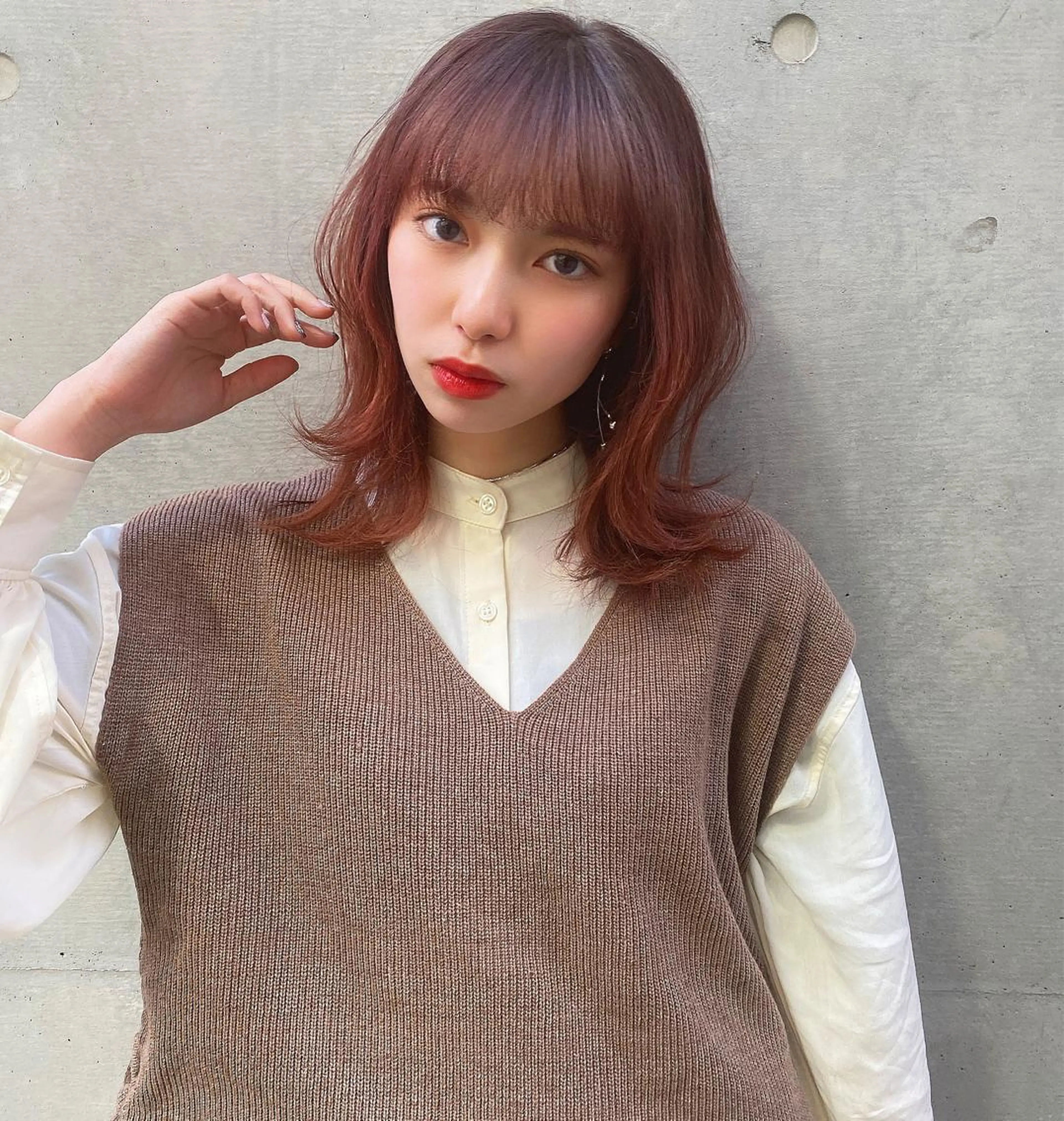 ミディアム カラー パーマ レイヤー/ボブ 高嶋 優のヘアスタイル