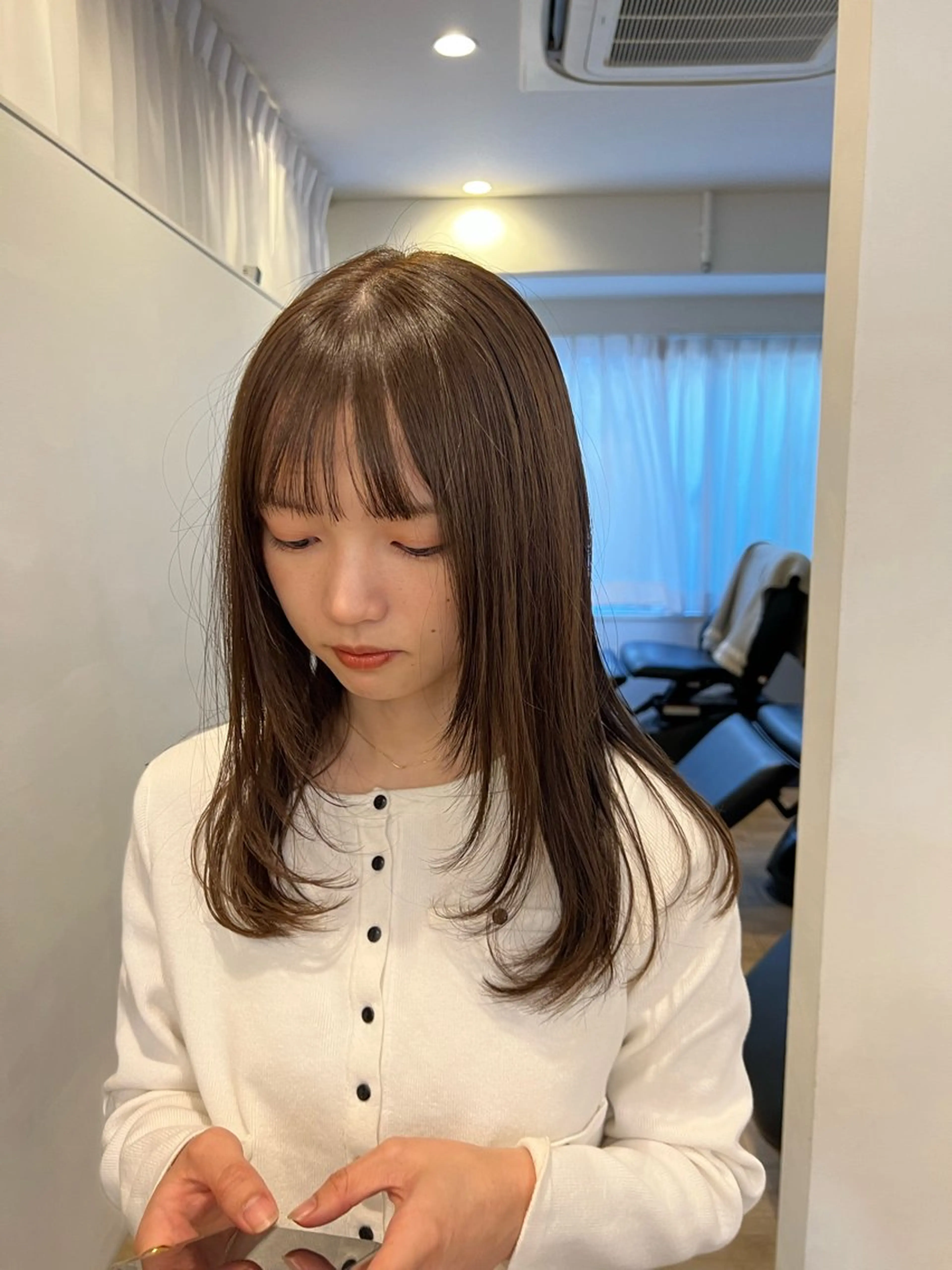 セミロング カラー ベージュカラー レイヤーカット レイヤーカット ボブパーマNo.1のヘアスタイル