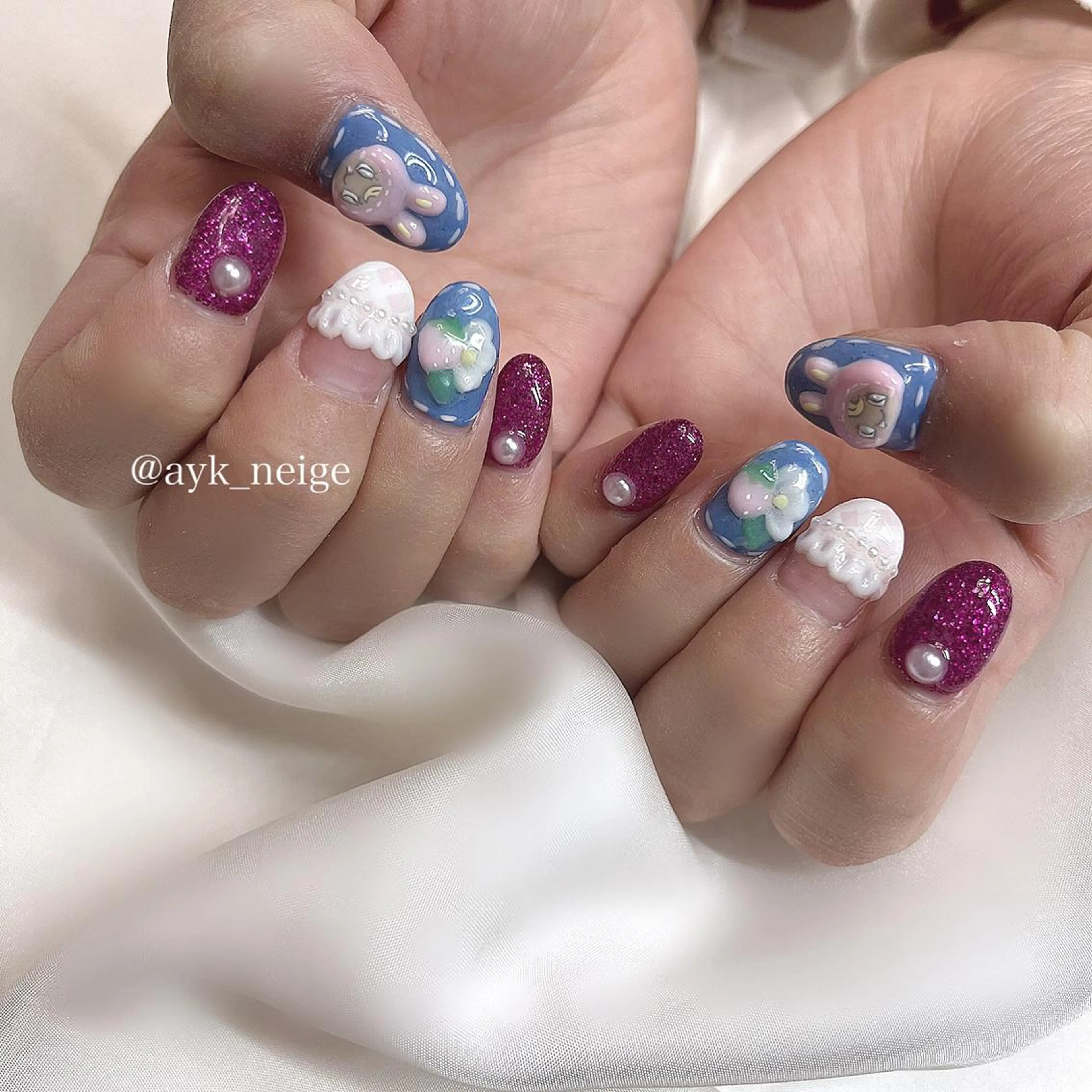 ネイル フットネイル グラデーション キラキラネイル 韓国ネイル マグネットネイル n'eige nail所属・大谷 綾香のネイルデザイン