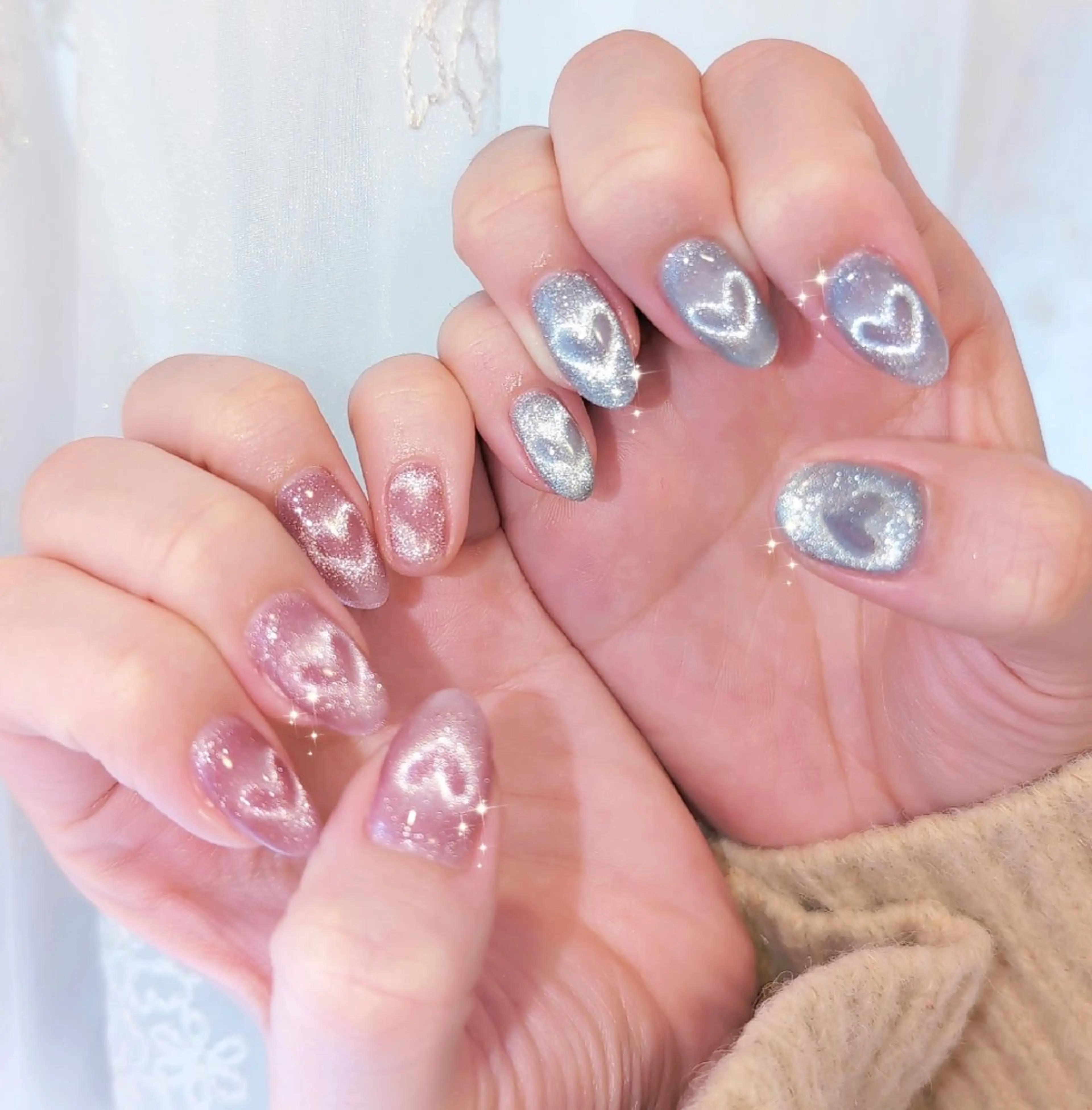 ネイル 長さ出し ジェルネイル 韓国ネイル マグネットネイル ニュアンスネイル ハンドネイル I LOVE ME  NAIL.｡.:*♡のネイルデザイン