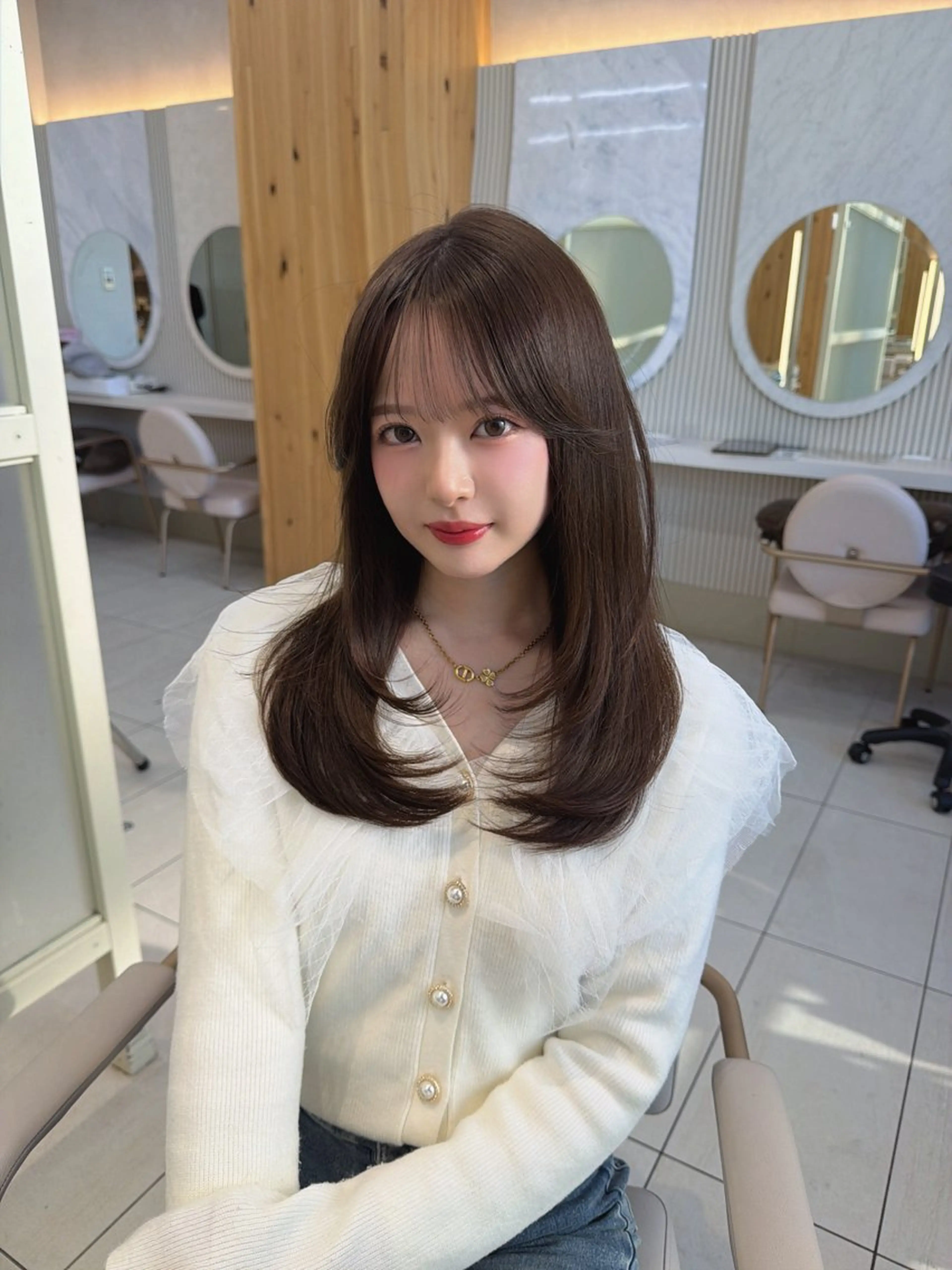 セミロング カット ヘアカラー トリートメント 顔周り/透明感カラー /韓国ヘア/TAKUのヘアスタイル