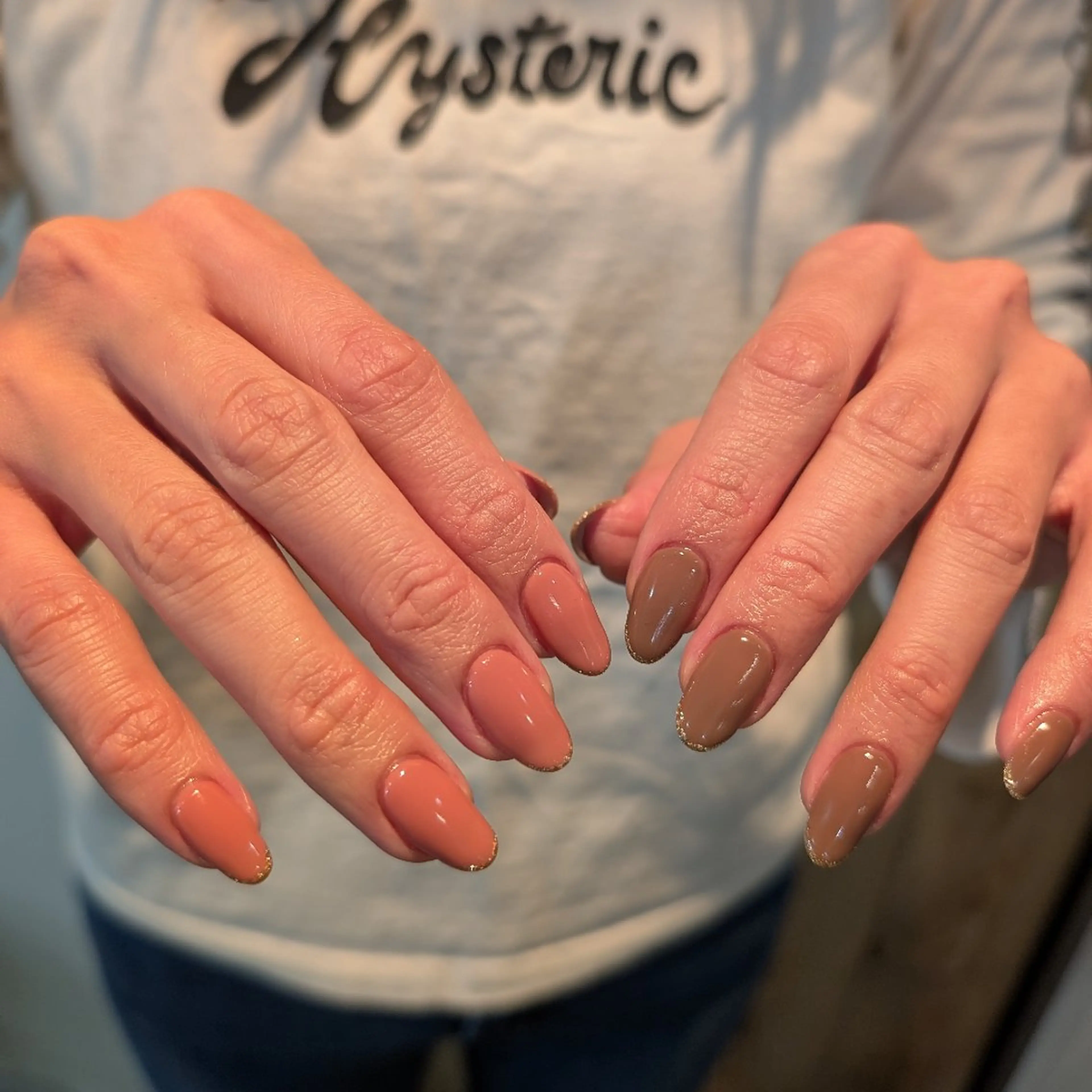 ネイル ゴールド ラメ(グリッター) ピンク ハンドネイル FREE'Snail Yukariのネイルデザイン