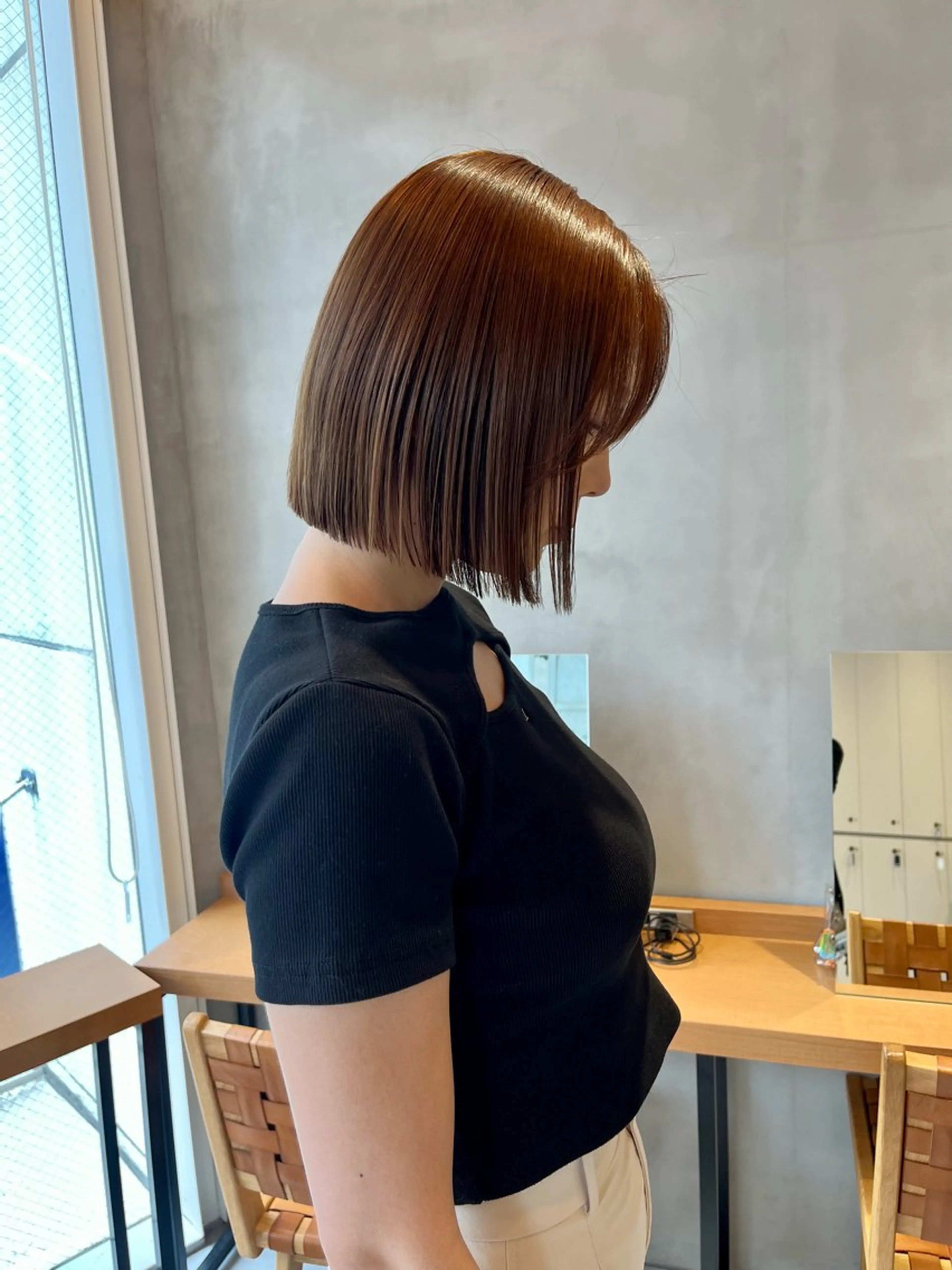 ミディアム カラー カット ヘアカラー トリートメント ボブ&透明感カラー ♡TOMOEのヘアスタイル