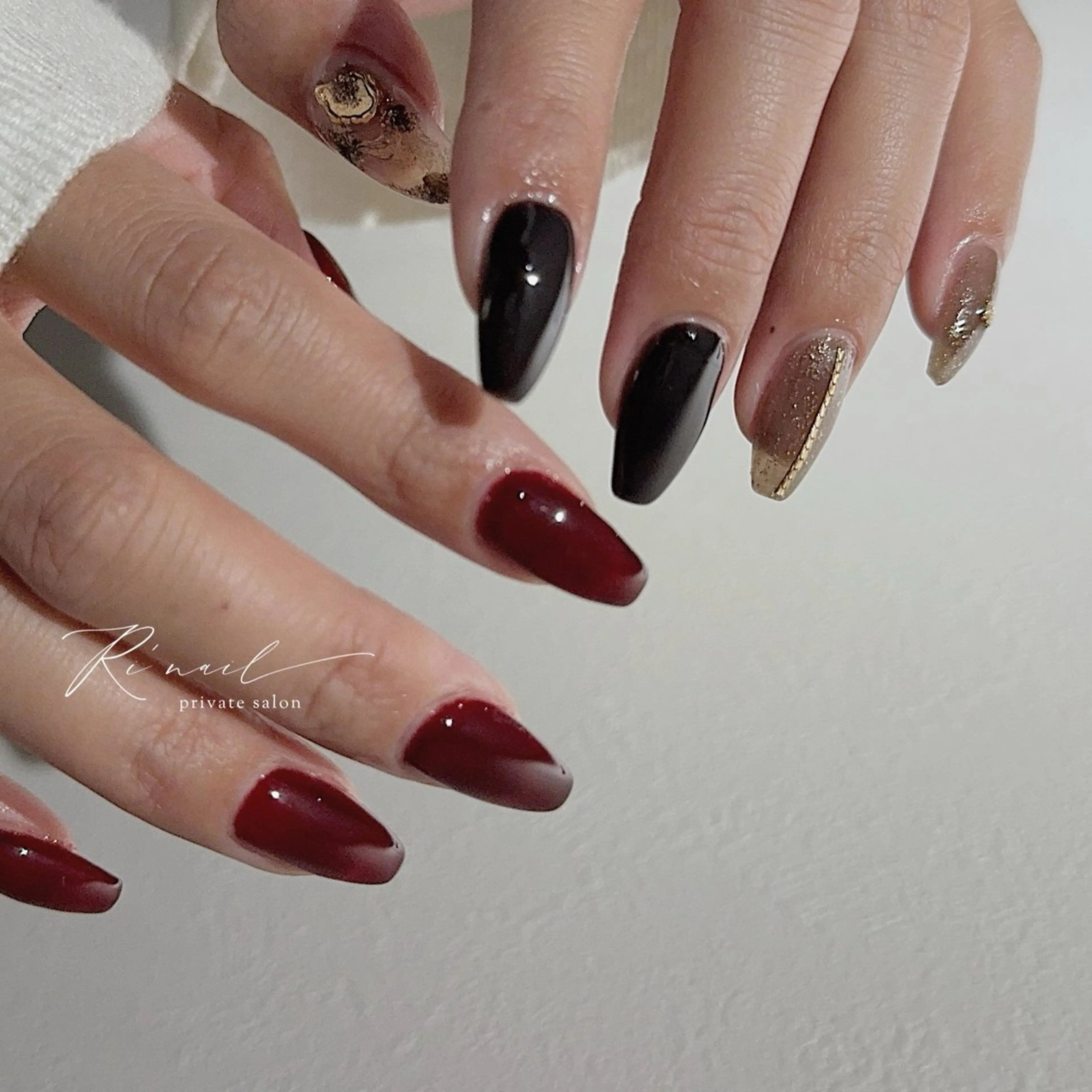 ネイル ボルドー ブラウン ニュアンスネイル ISHIWATA LINAのネイルデザイン