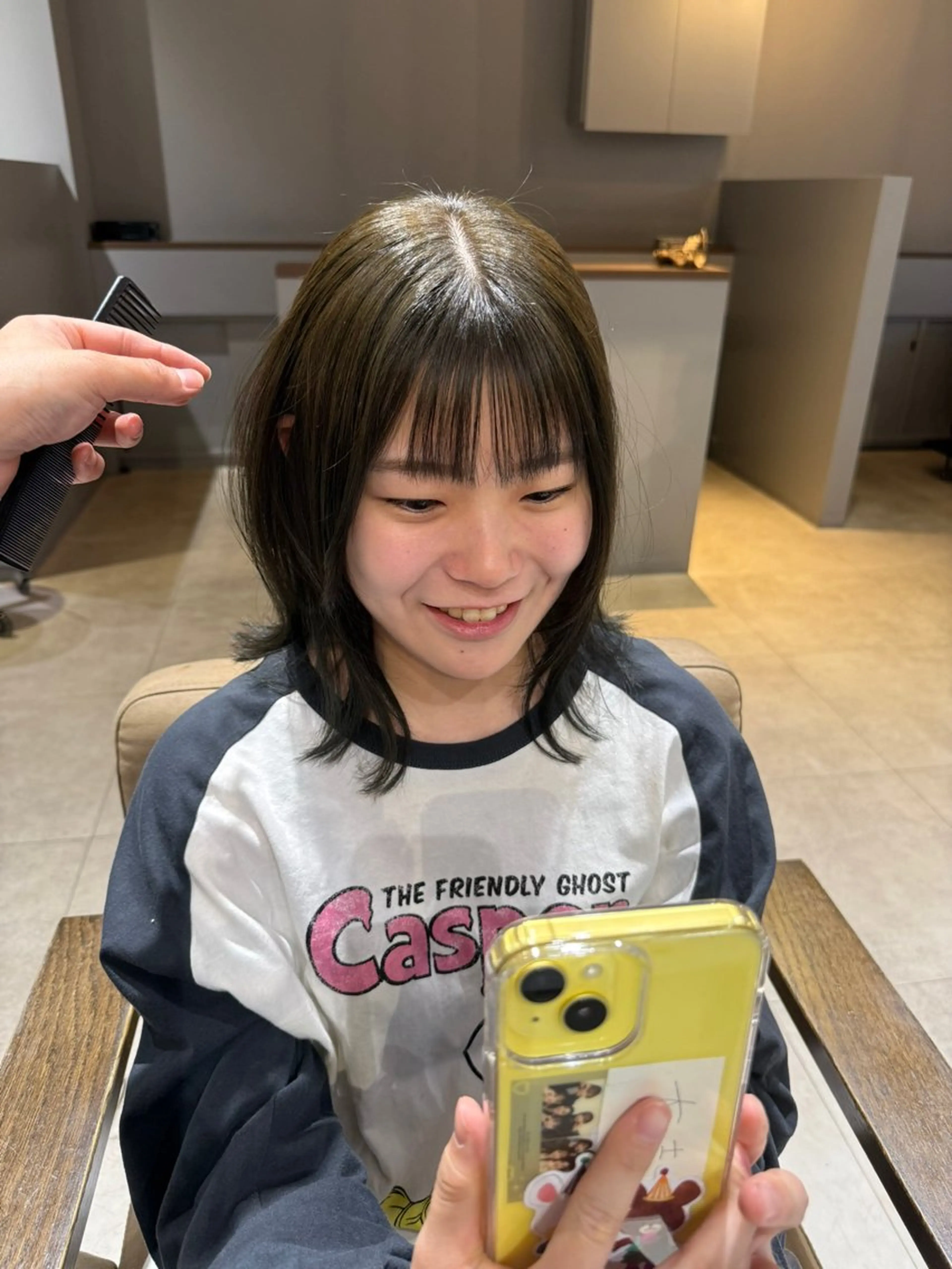 ミディアム カラー 切りっぱなしボブ ボブ カット ヘアカラー トリートメント 石原圭悟 /ショート/艶カラーのヘアスタイル