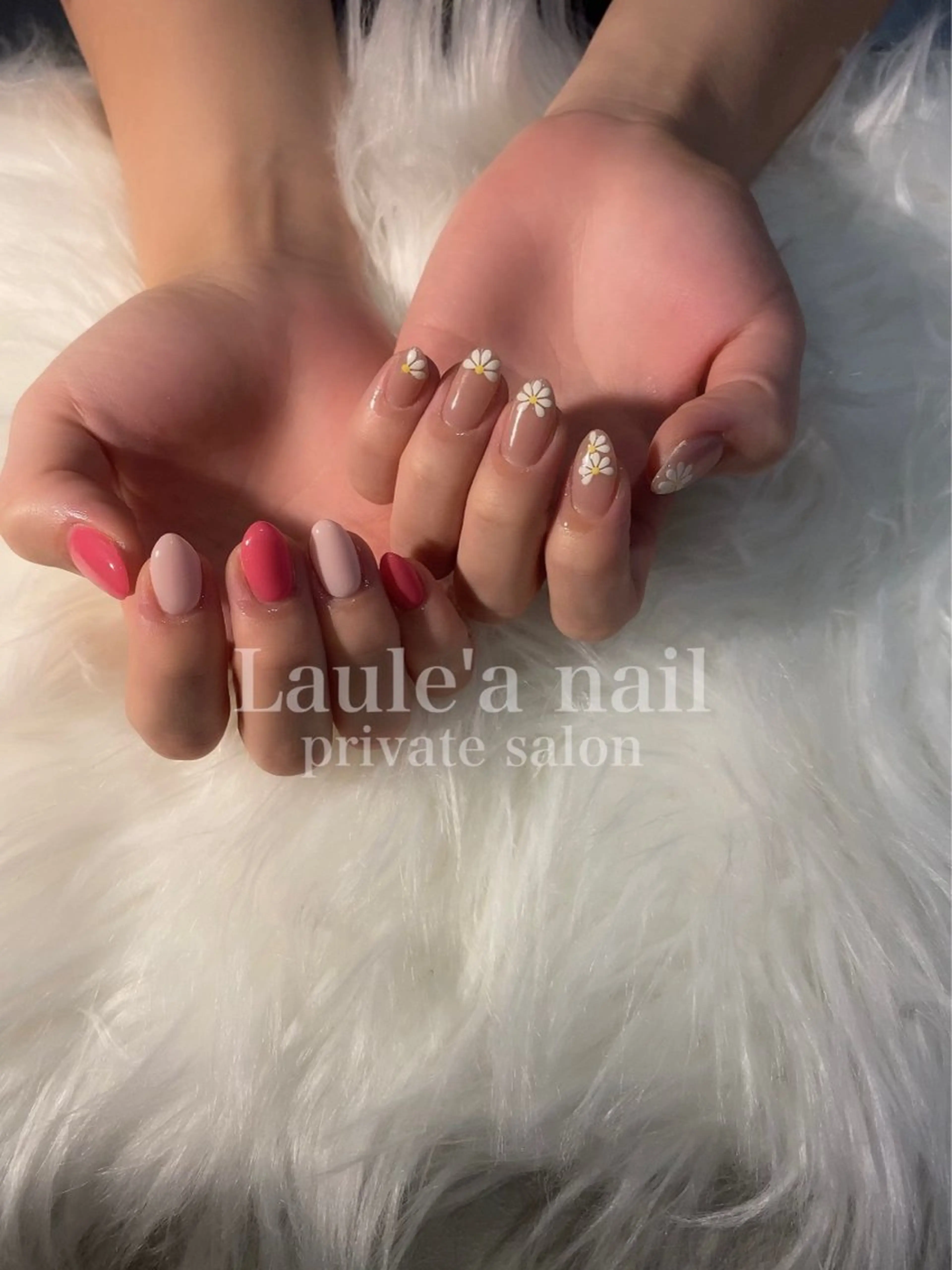 ネイル フラワーネイル ピンク 春ネイル ハンドネイル Laule'a nail salonのネイルデザイン
