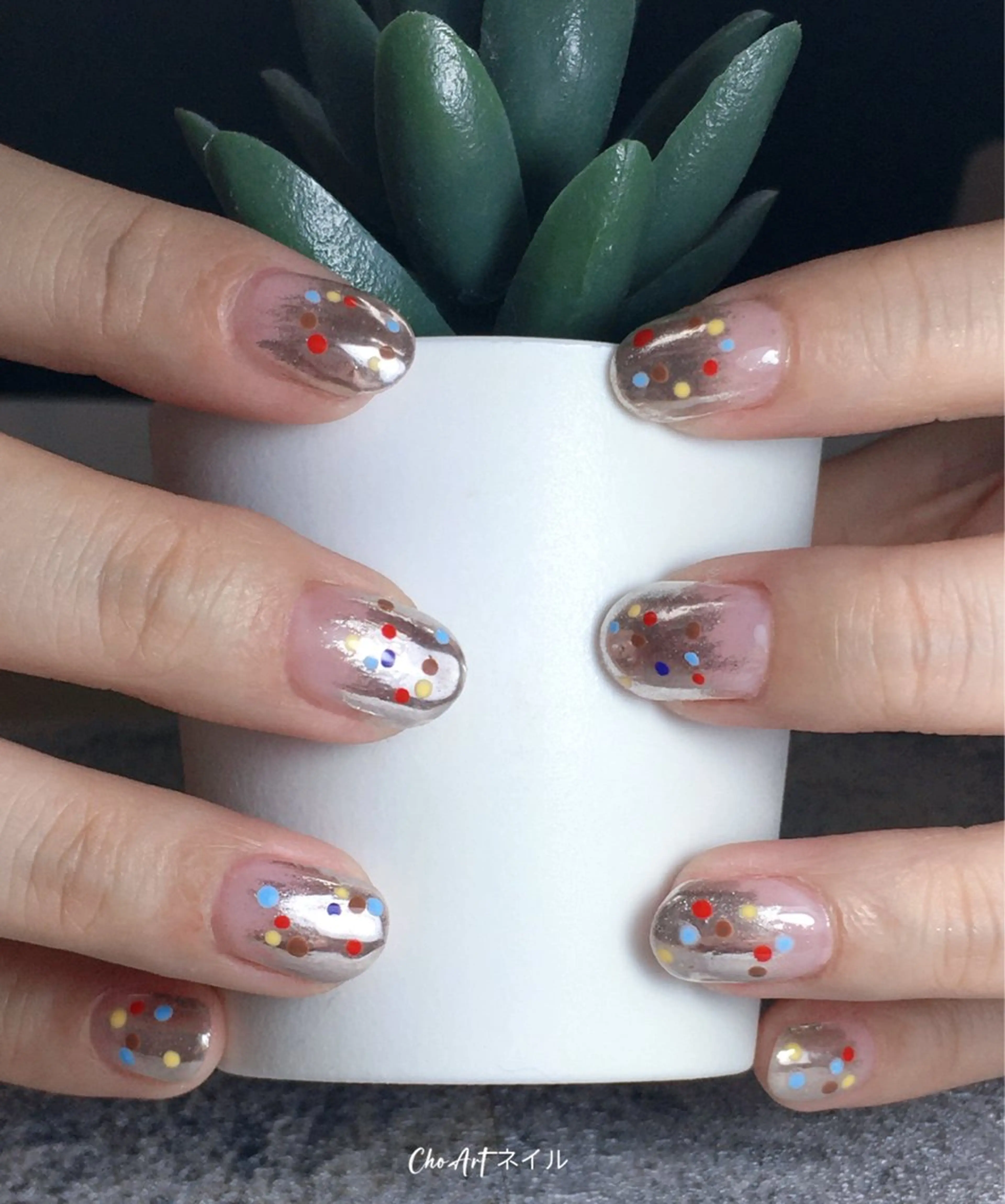 ネイル アートネイル ミラーネイル Cho Artネイル所属・ronronne .のネイルデザイン