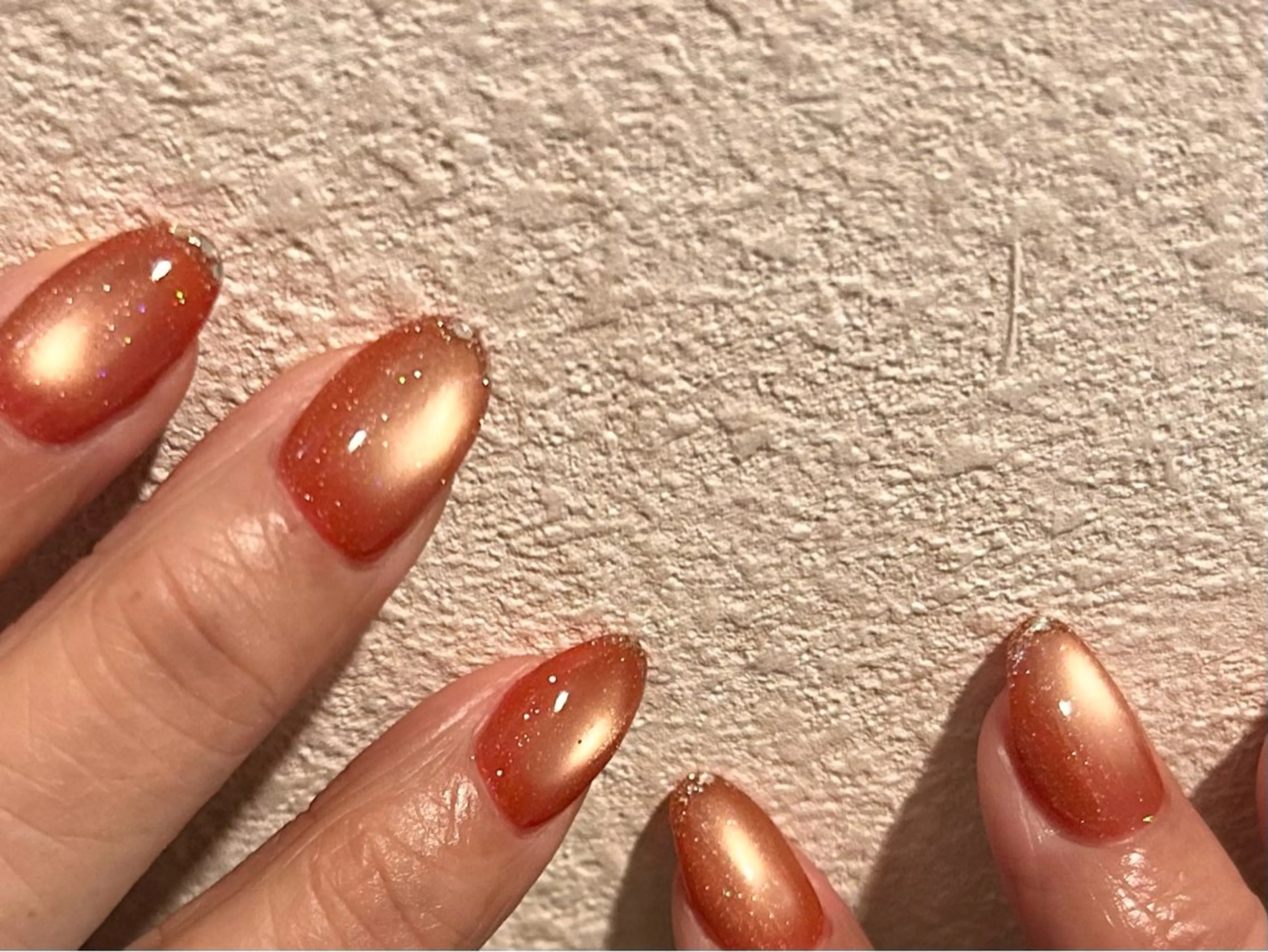 ネイル キラキラネイル マグネットネイル オレンジ ハンドネイル Re   HEUR所属・Re HEURのネイルデザイン