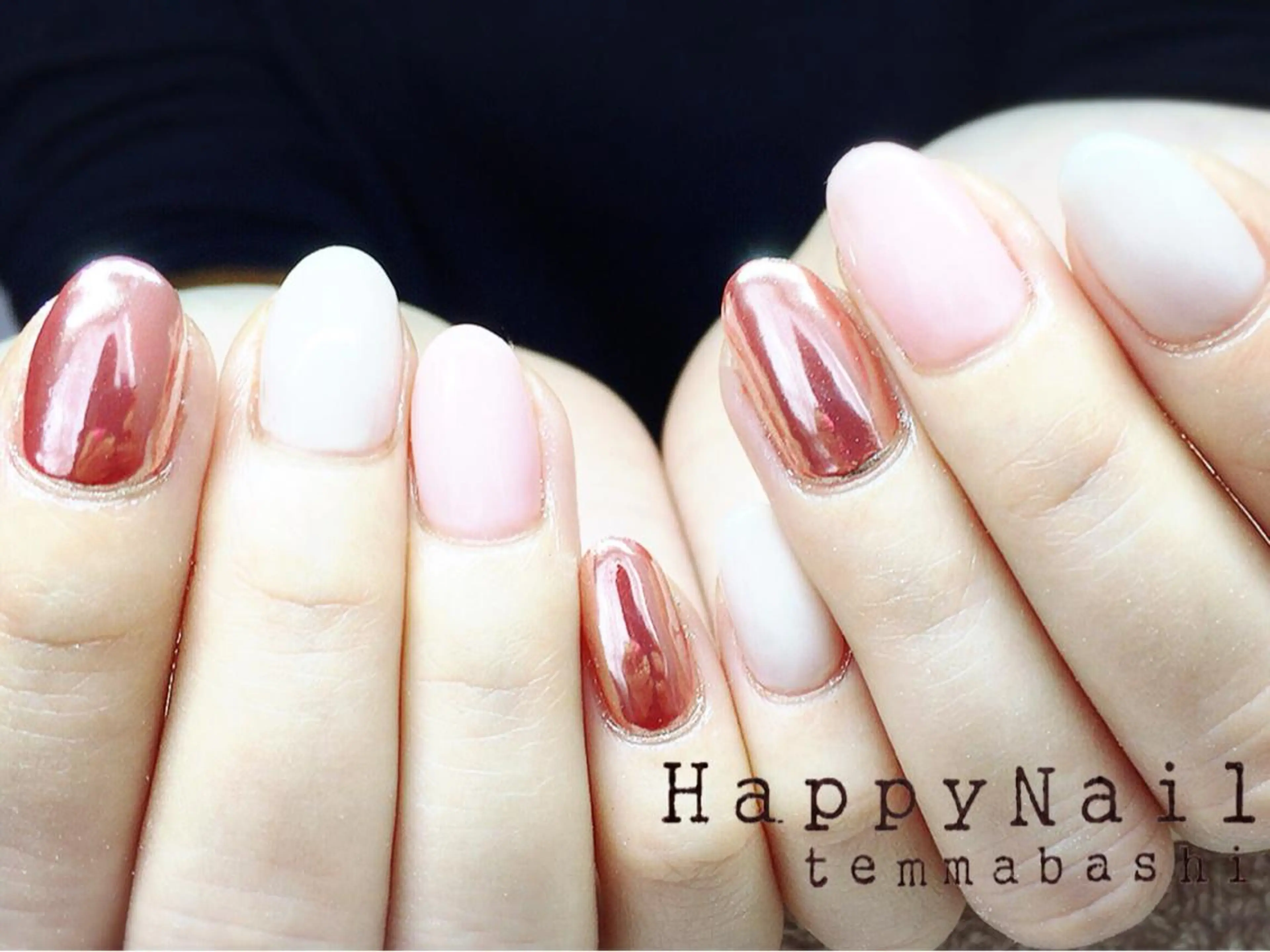 ショート ミディアム セミロング ロング ネイル ミラーネイル シンプルネイル Happy Nailのネイルデザイン