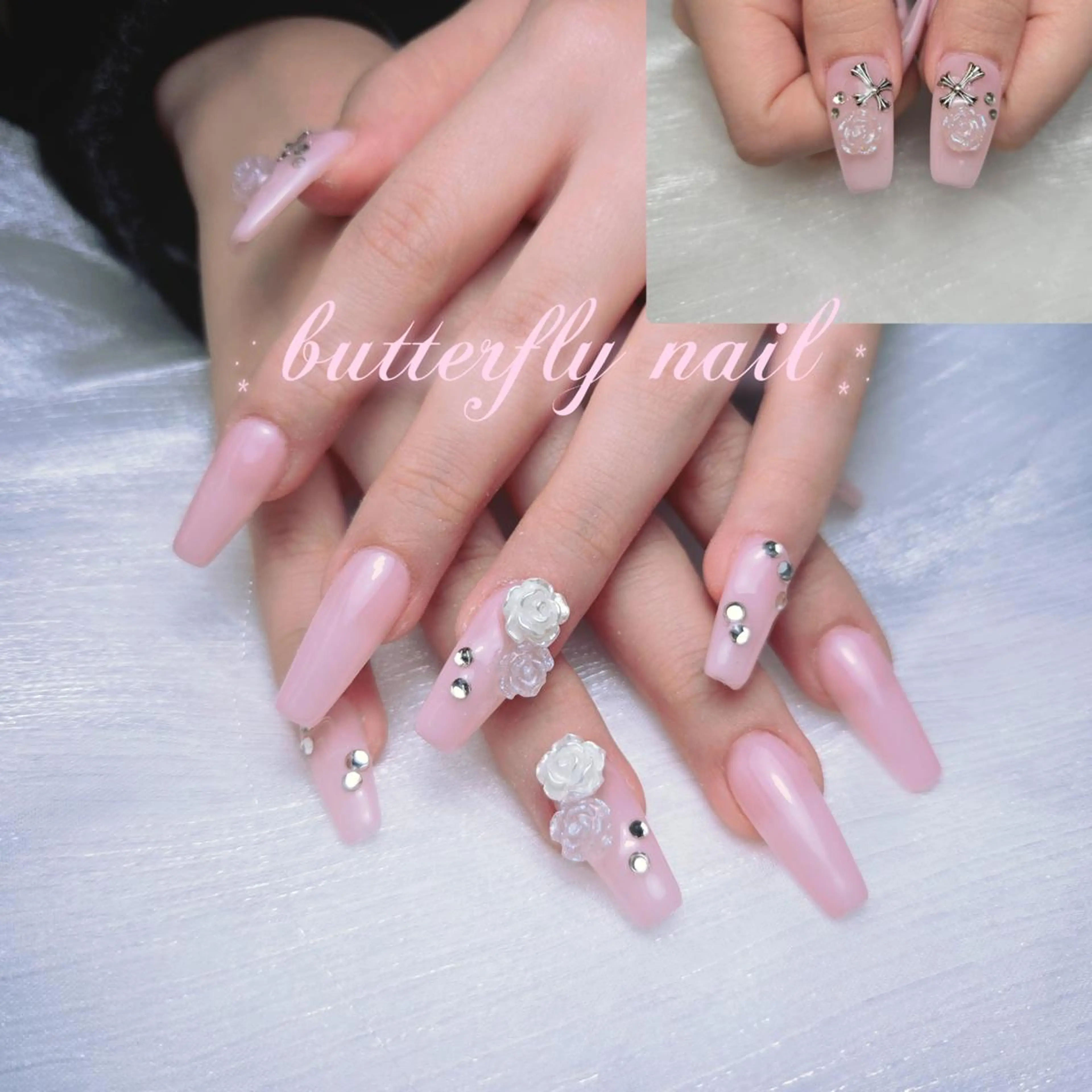 ネイル ハンドネイル 蝶々ネイル サロンのネイルデザイン