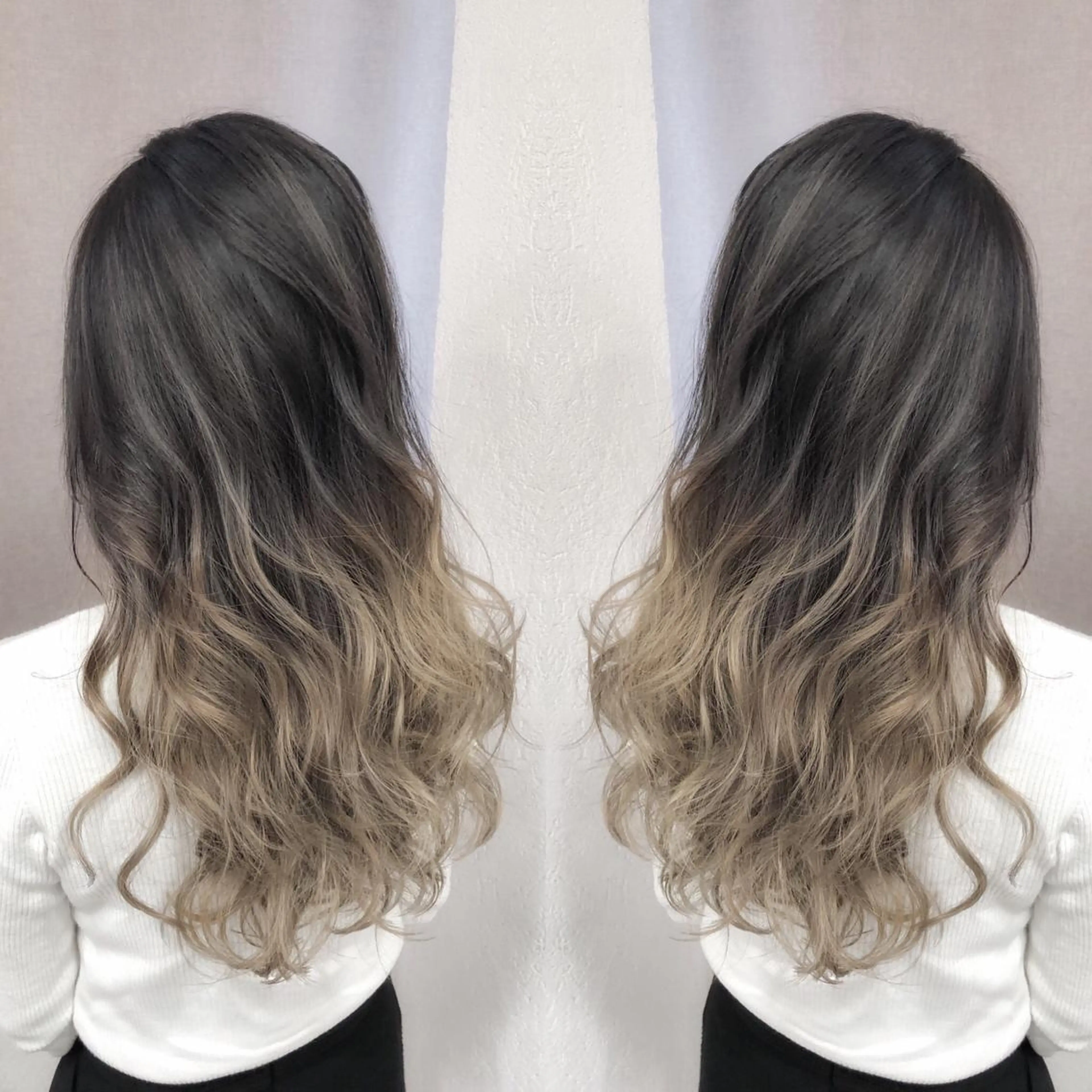 ロング カラー バレイヤージュ ブロンド レイヤーカット biscohair 髪にドラマを。のヘアスタイル