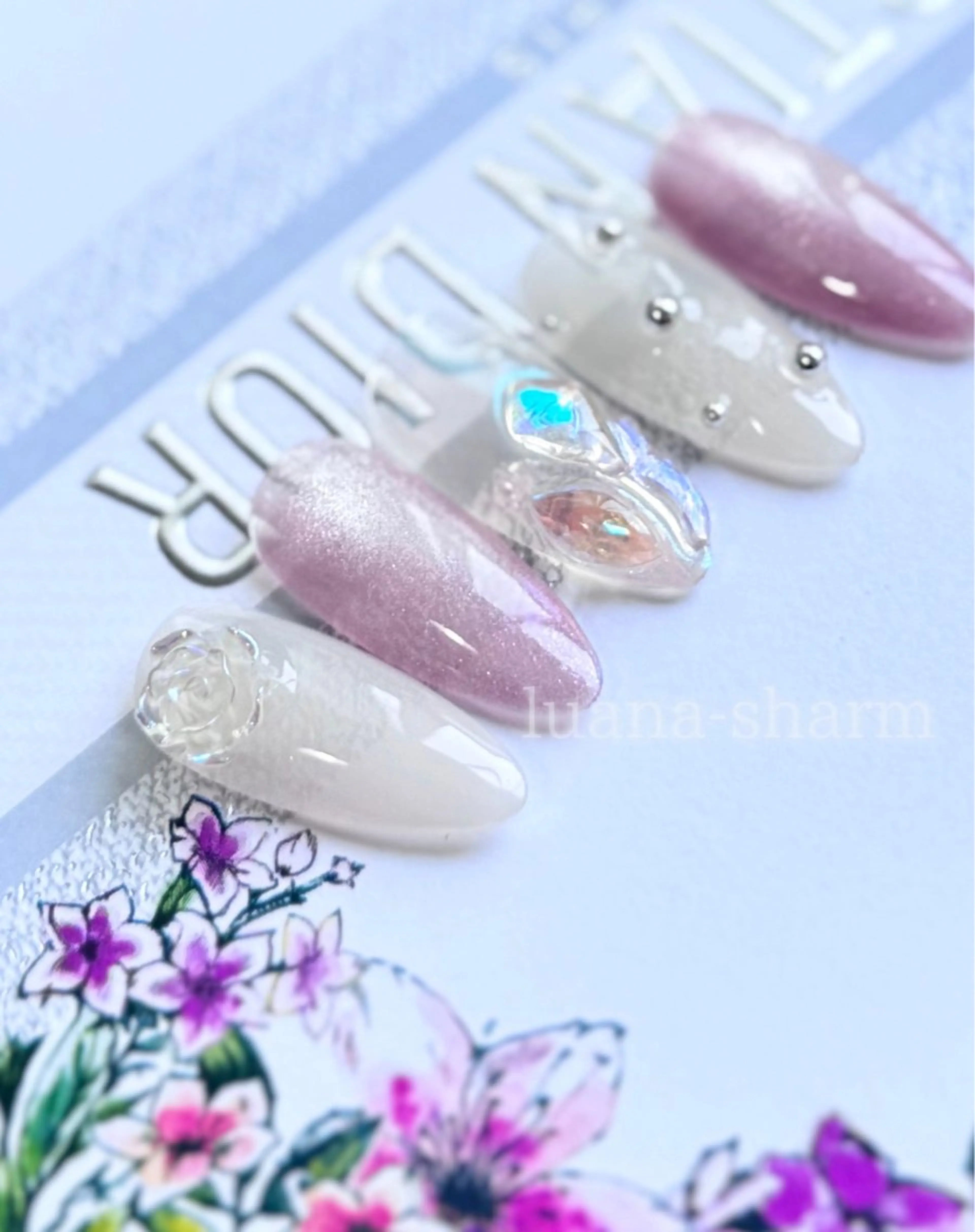 ネイル マグネットネイル ピンク ワンホンネイル nail luana -sharmのネイルデザイン