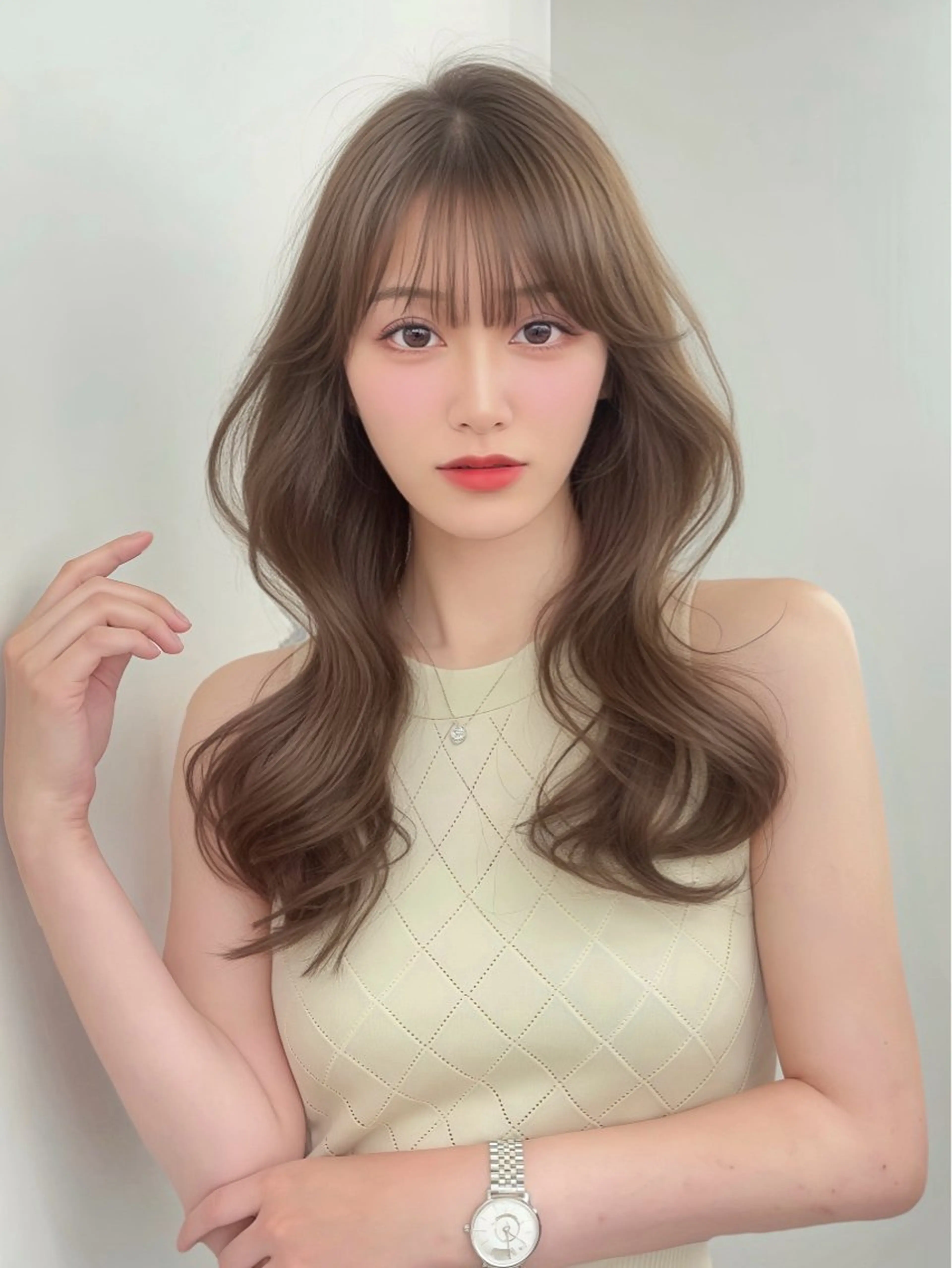 ロング カラー 小顔カット カット ヘアカラー トリートメント 韓国ヘア/レイヤー/ 顔まわり足立遥奈のヘアスタイル