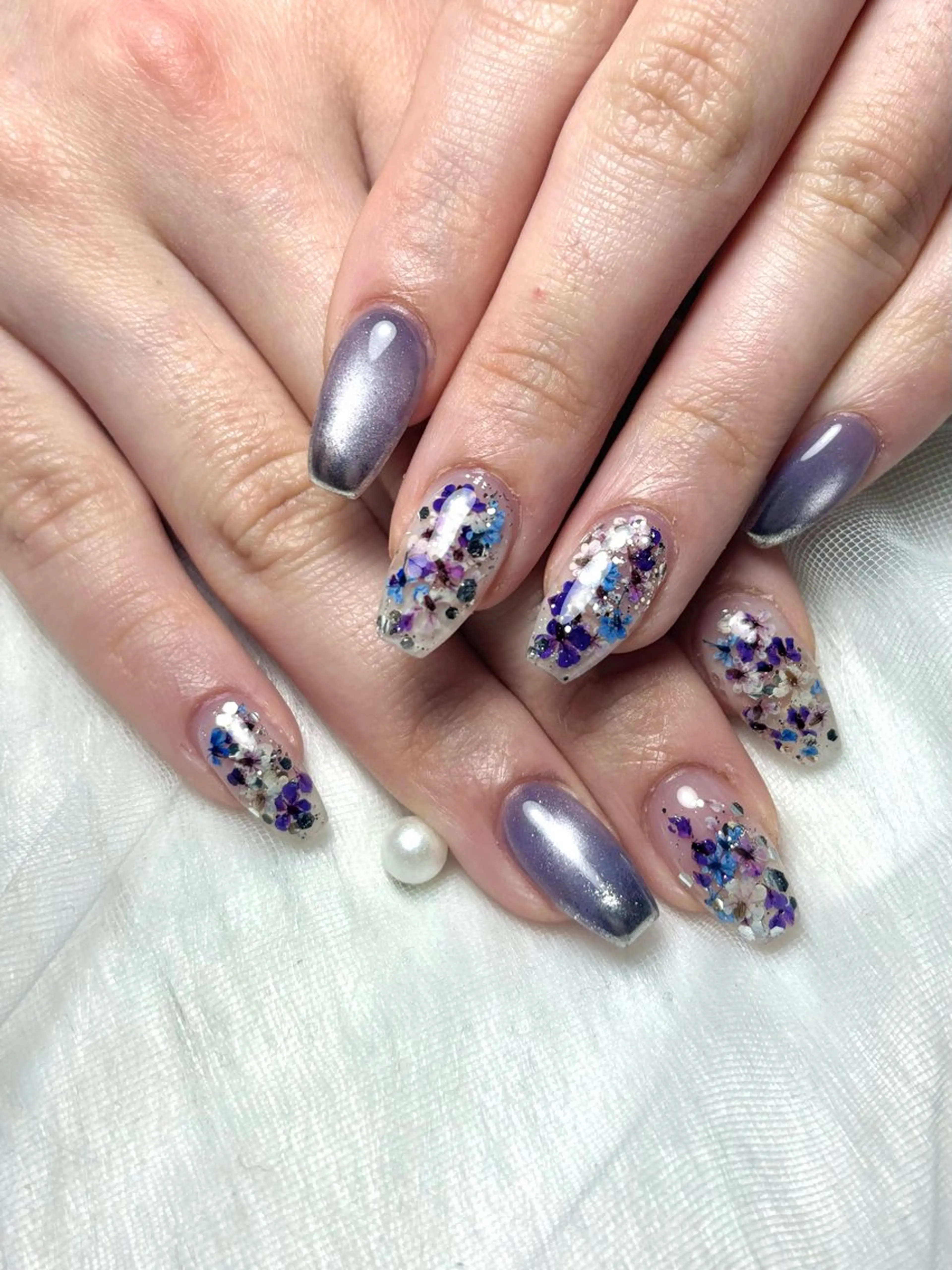 ネイル フラワーネイル 氷ネイル・うるうるネイル マグネットネイル Rive. 酒井のネイルデザイン