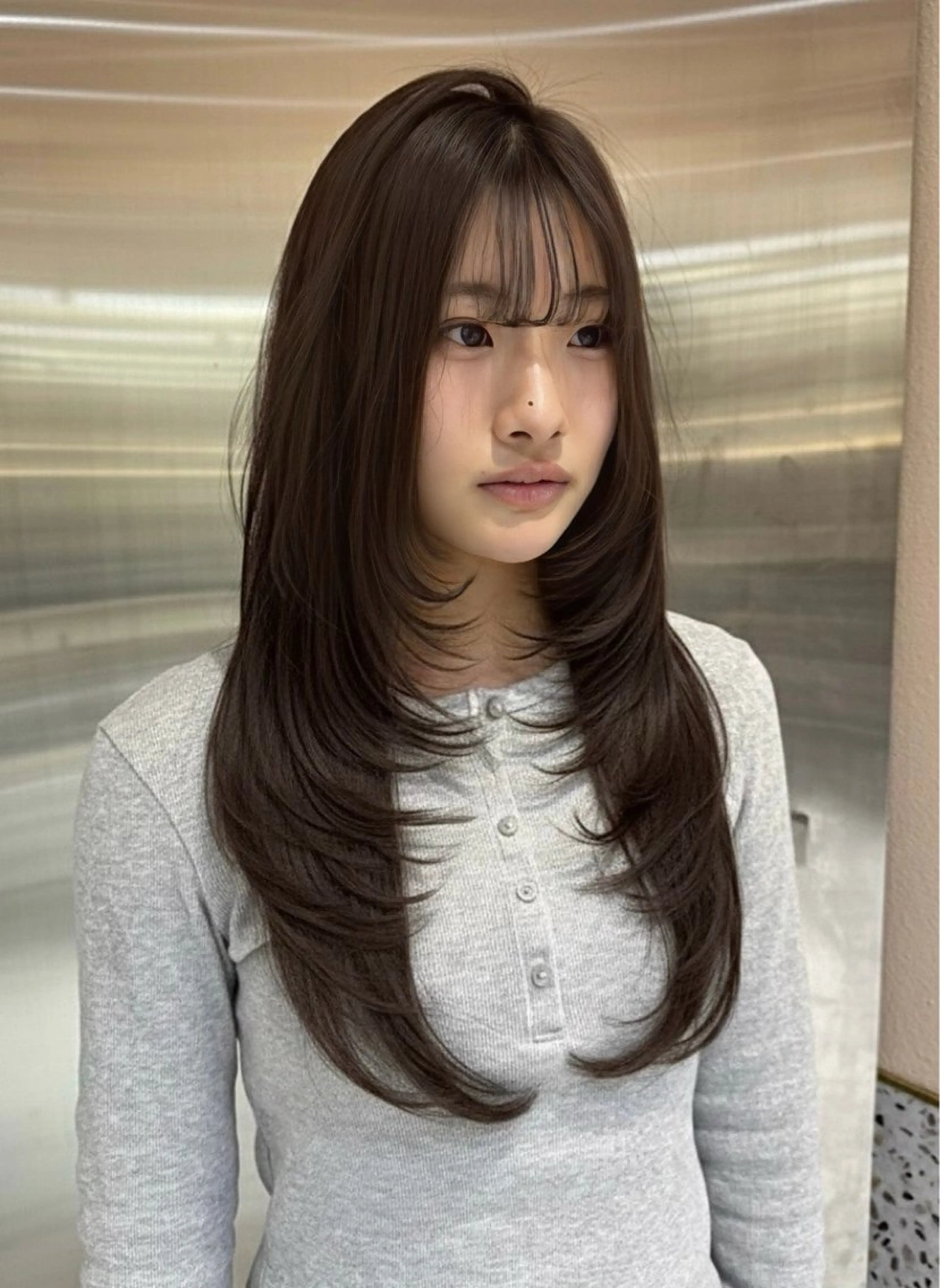 ロング カラー カット ヘアカラー トリートメント Loom by Sea 新宿所属・Kaede/ブリーチ なし/レイヤー🤍のヘアスタイル