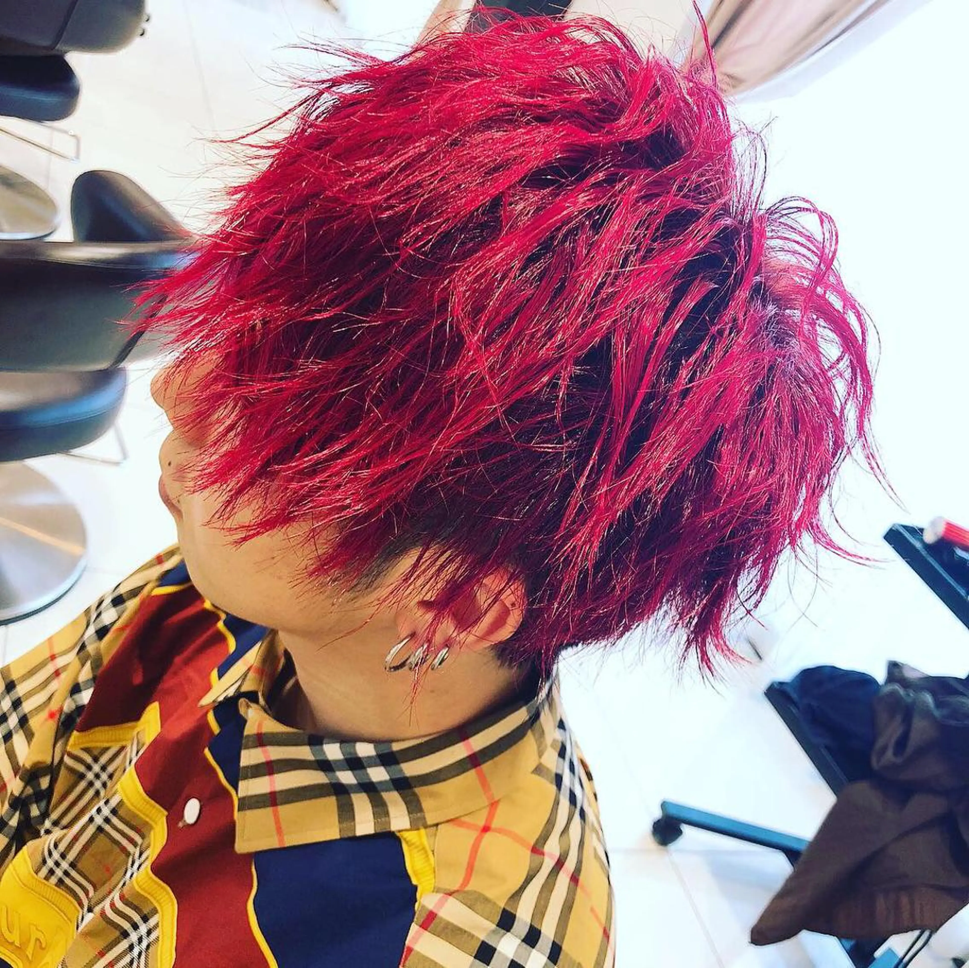 ショート カラー レッドカラー ヘアカラー トリートメント 難しい髪質の縮毛矯正 高岡/射水/髪質改善のヘアスタイル