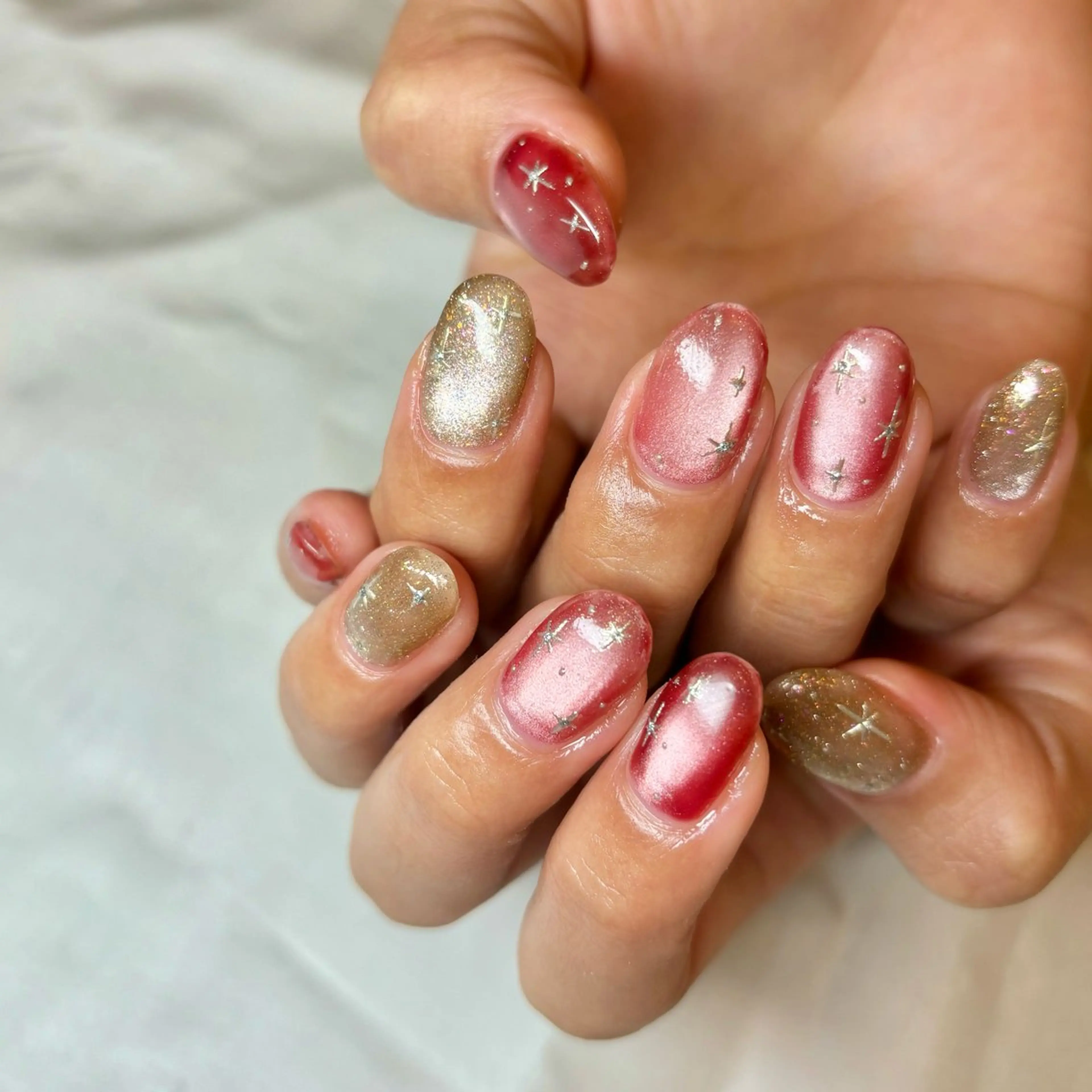 メンズ ネイル アートネイル キラキラネイル マグネットネイル ミラーネイル nail&eye Aoのマツエク・マツパデザイン