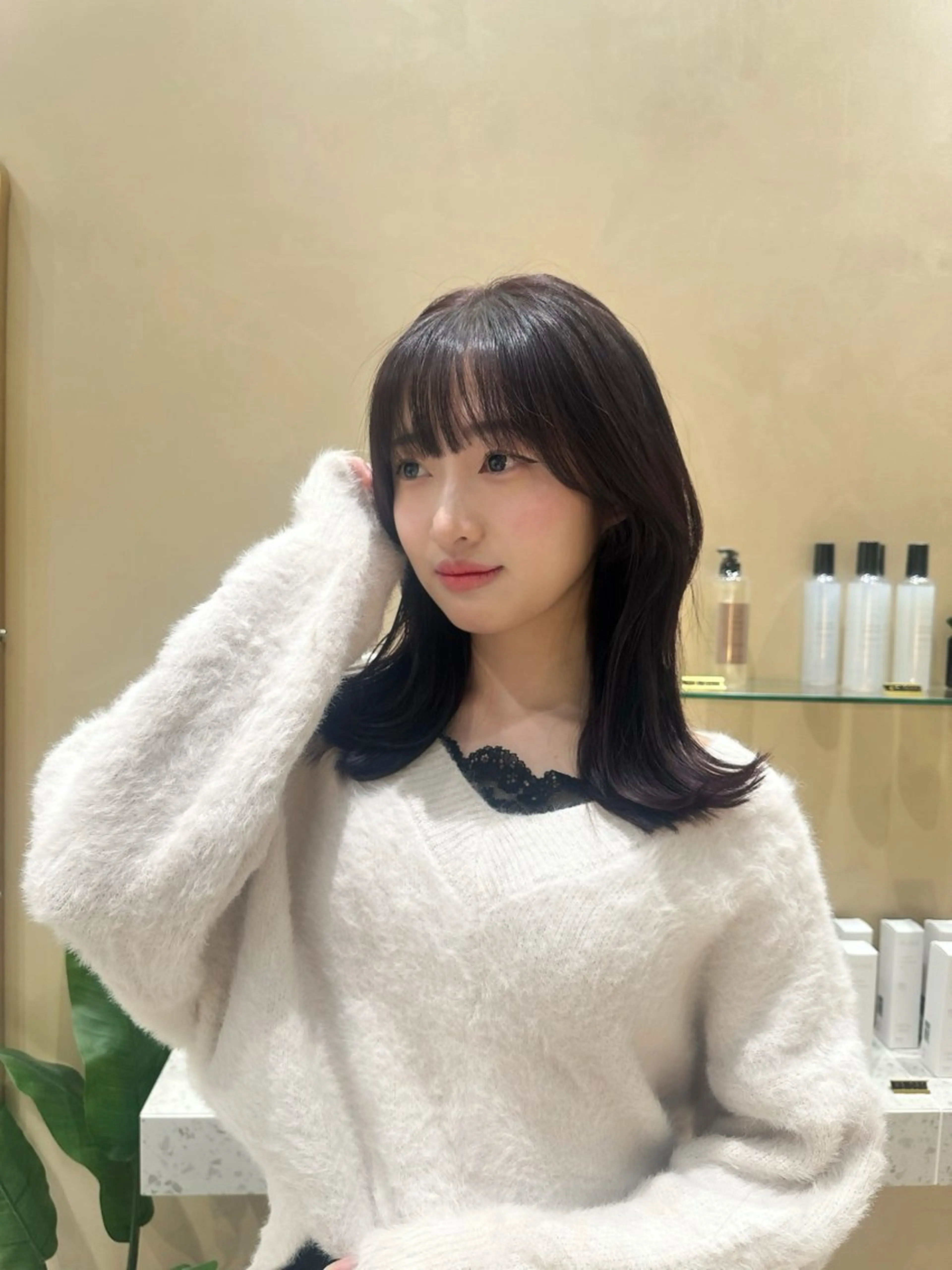 ミディアム くびれヘア 韓国風ヘア トリートメント 中韓style 💄🤍愛子🇨🇳のヘアスタイル