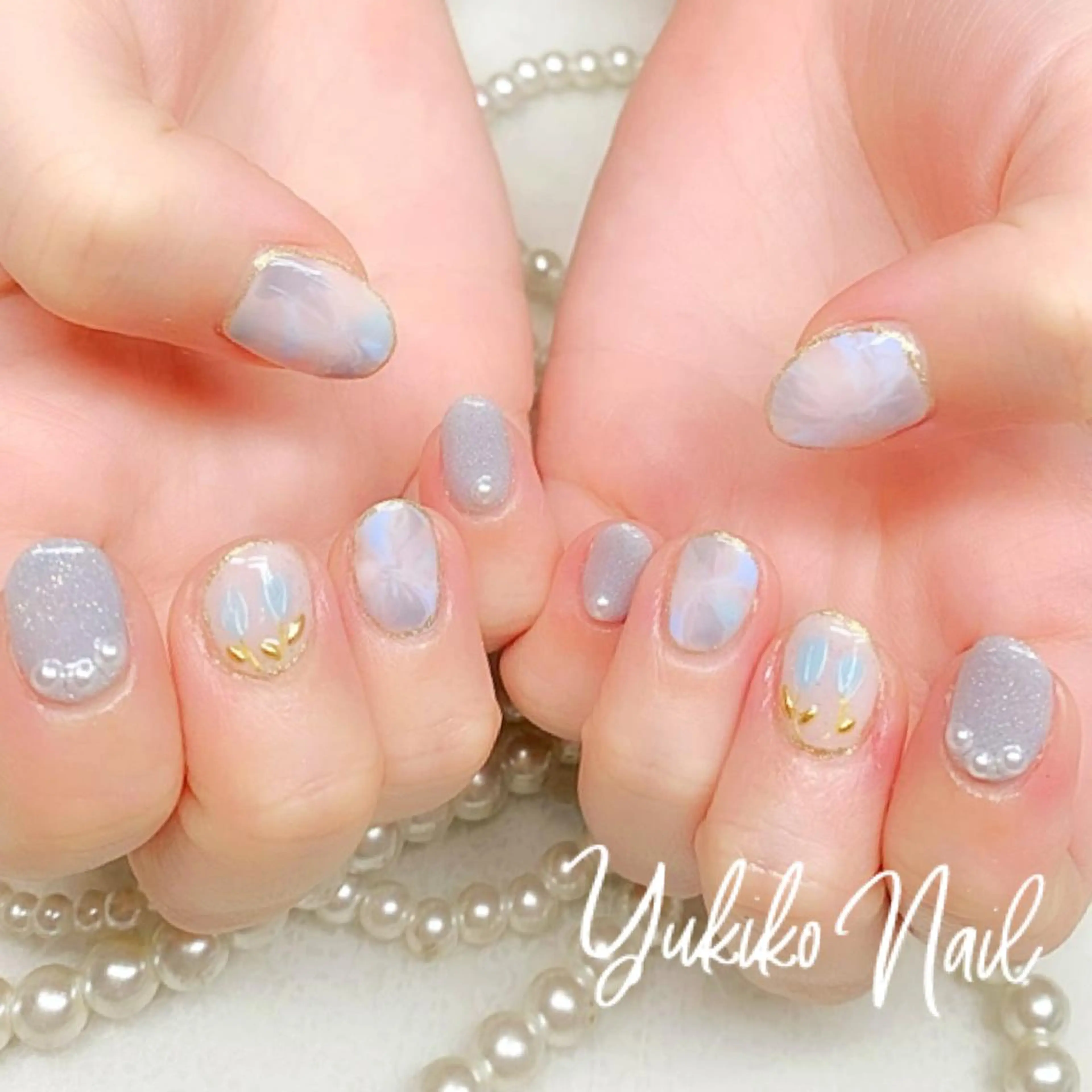 ネイル ブルー ハンドネイル ユキコ ネイルのネイルデザイン