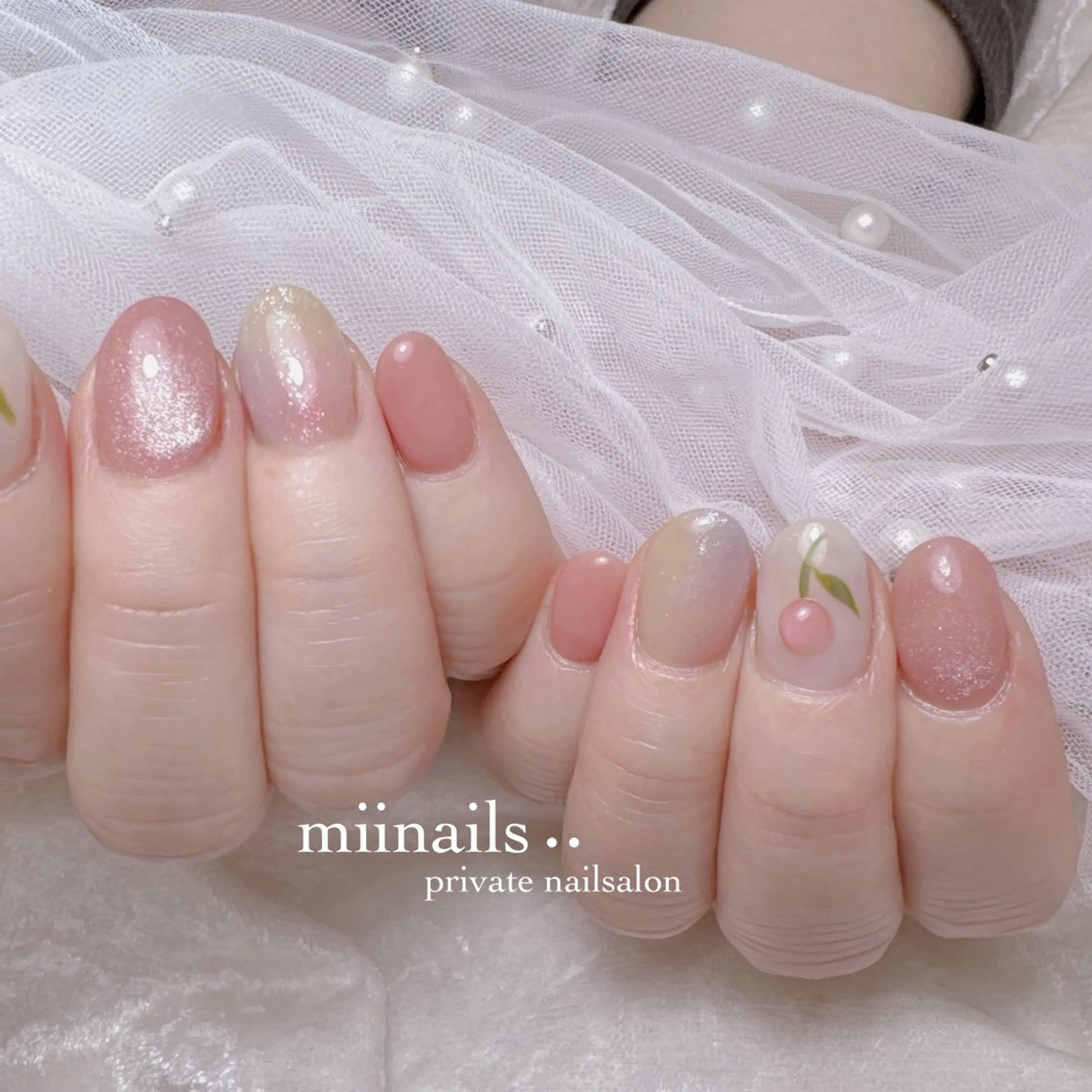 ネイル 韓国ネイル マグネットネイル ワンホンネイル ハンドネイル nailsalon miinailsのネイルデザイン