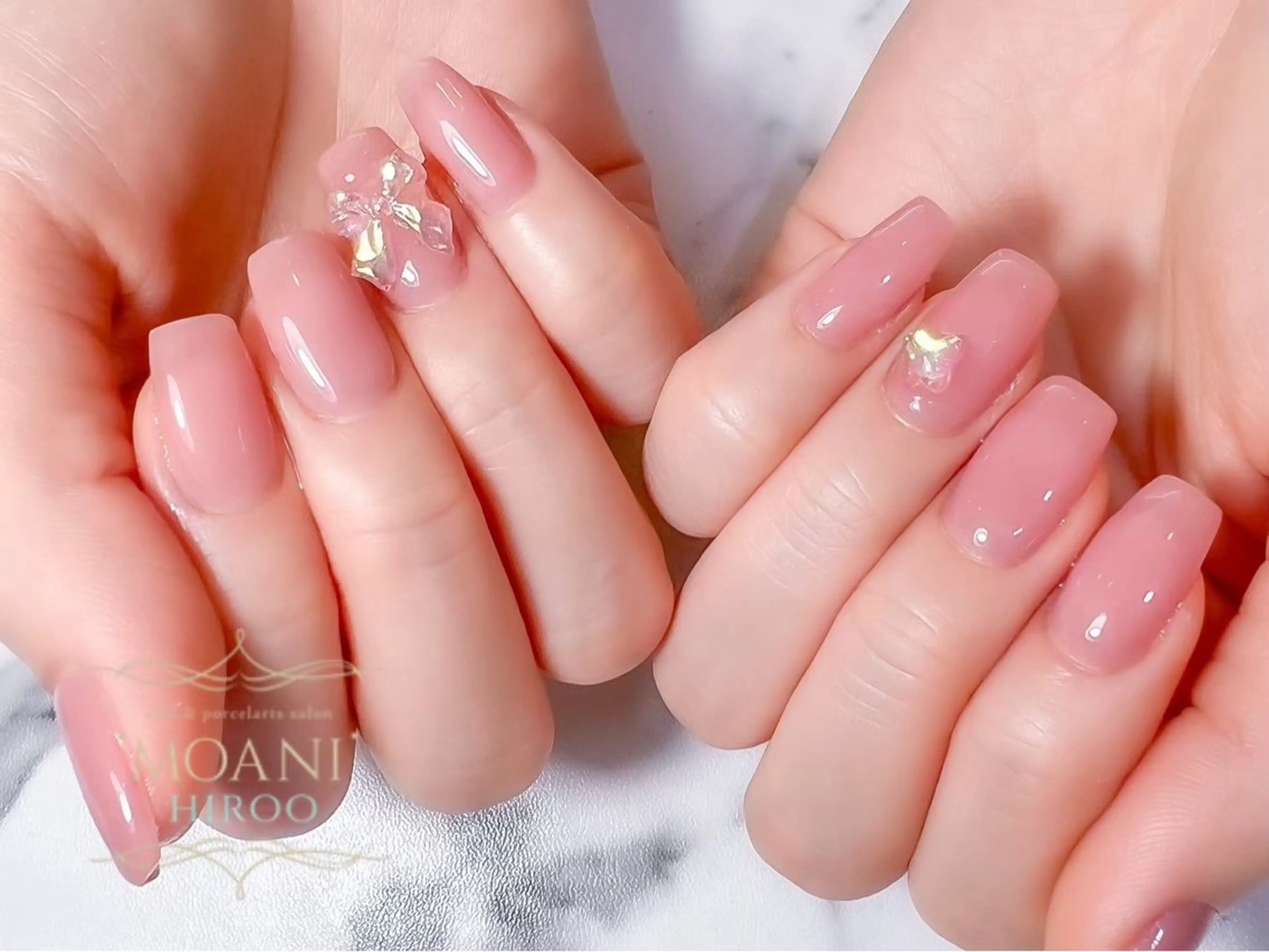 ネイル クリアネイル リボン フィルインネイルサロンMOANIHiroo 恵比寿店所属・🌷HARUNA🌷 恵比寿店のネイルデザイン