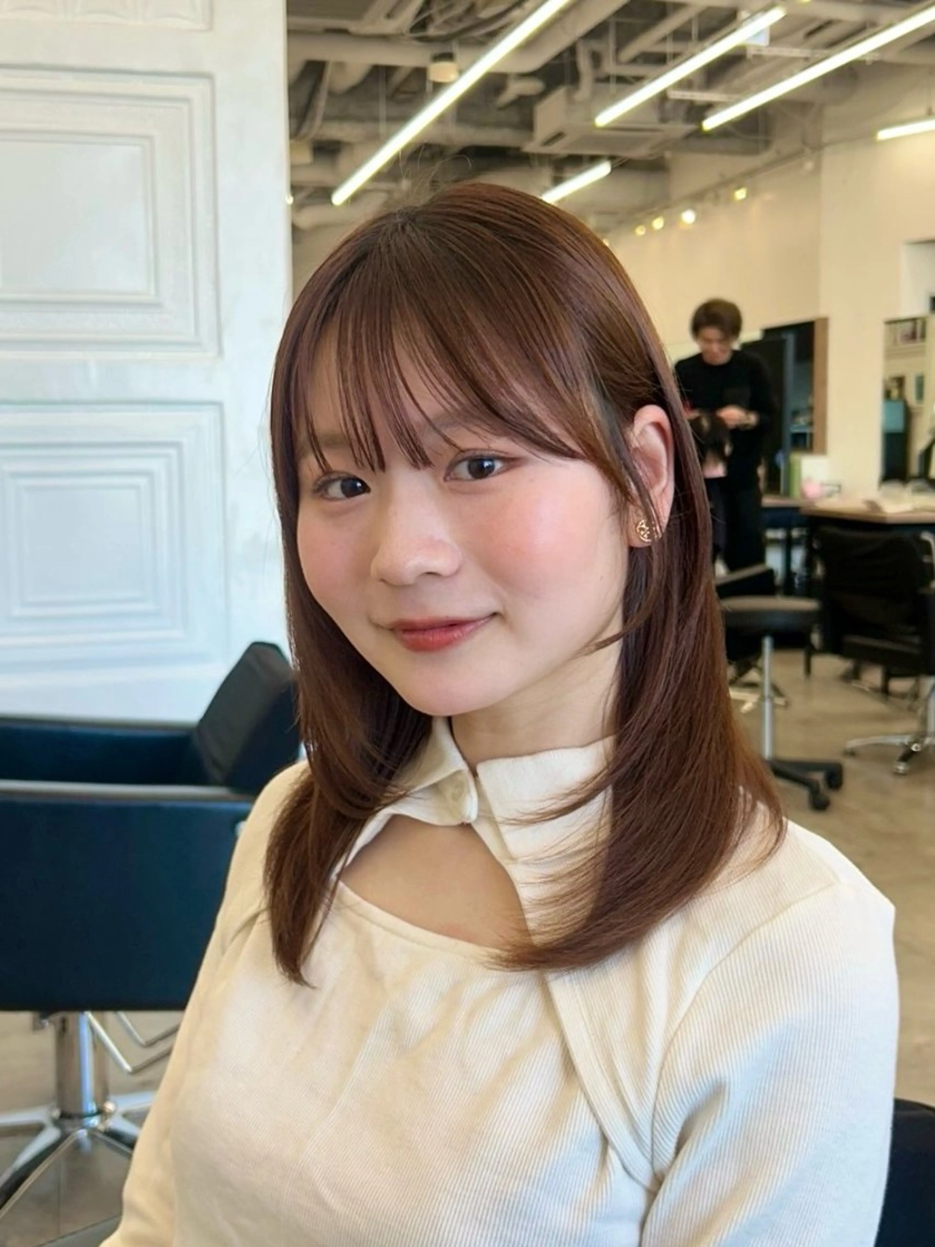 ミディアム カラー レイヤー/ボブ/透明 感カラー/佐藤奈由のヘアスタイル