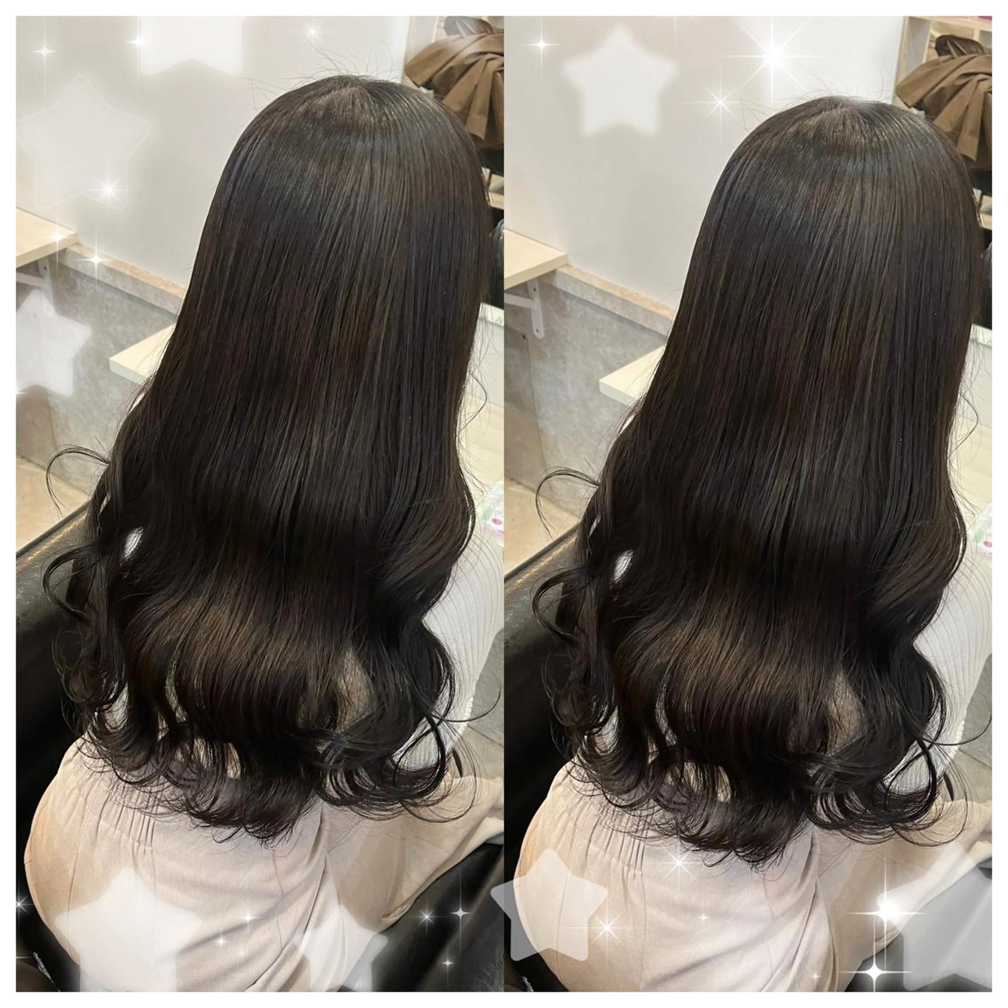 ロング カラー シールエクステ バレイヤージュ 黒髪 ブリーチ ブルーカラー セキグチ💞 lilaのマツエク・マツパデザイン