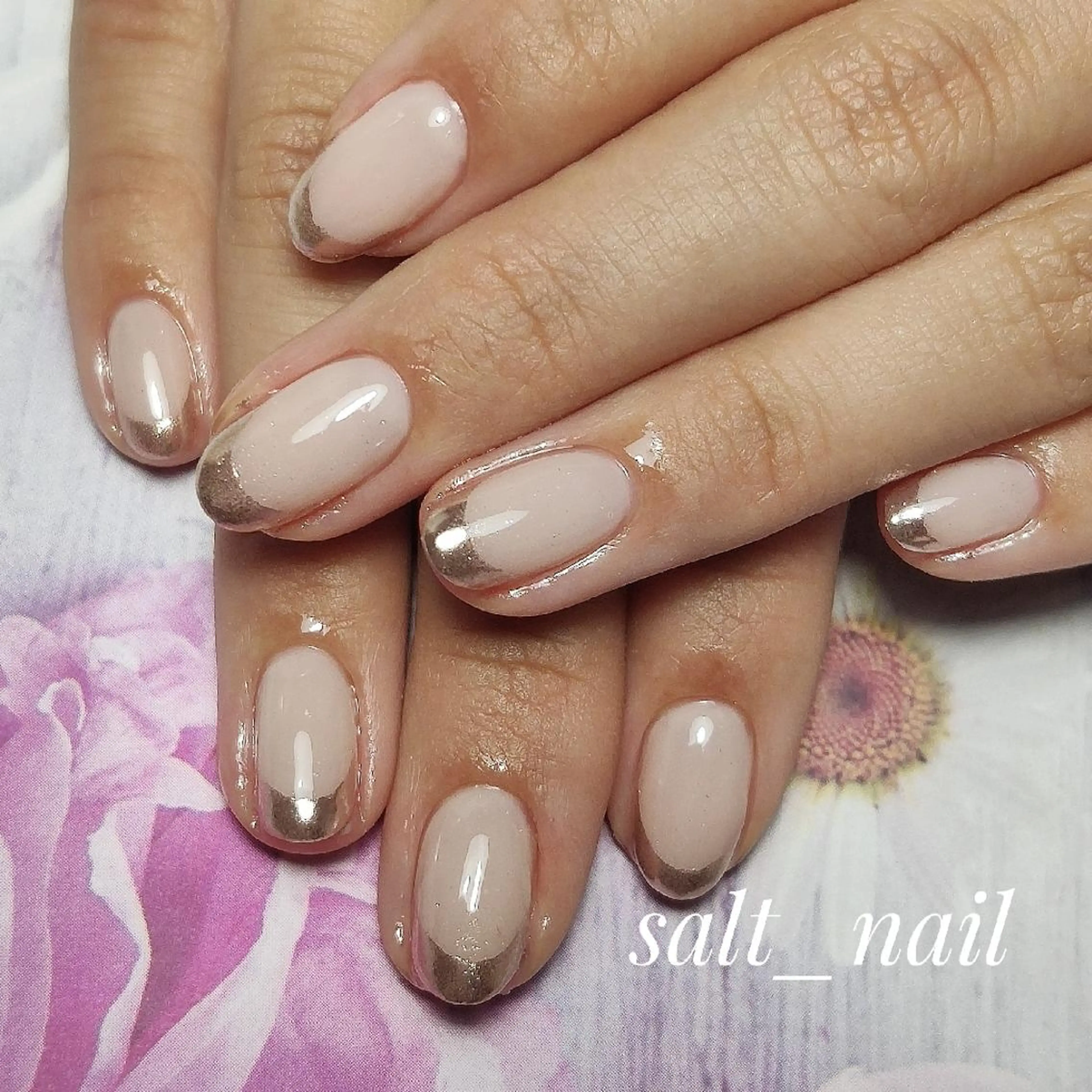 ネイル フレンチネイル ミラーネイル 個人サロン saltnailのネイルデザイン