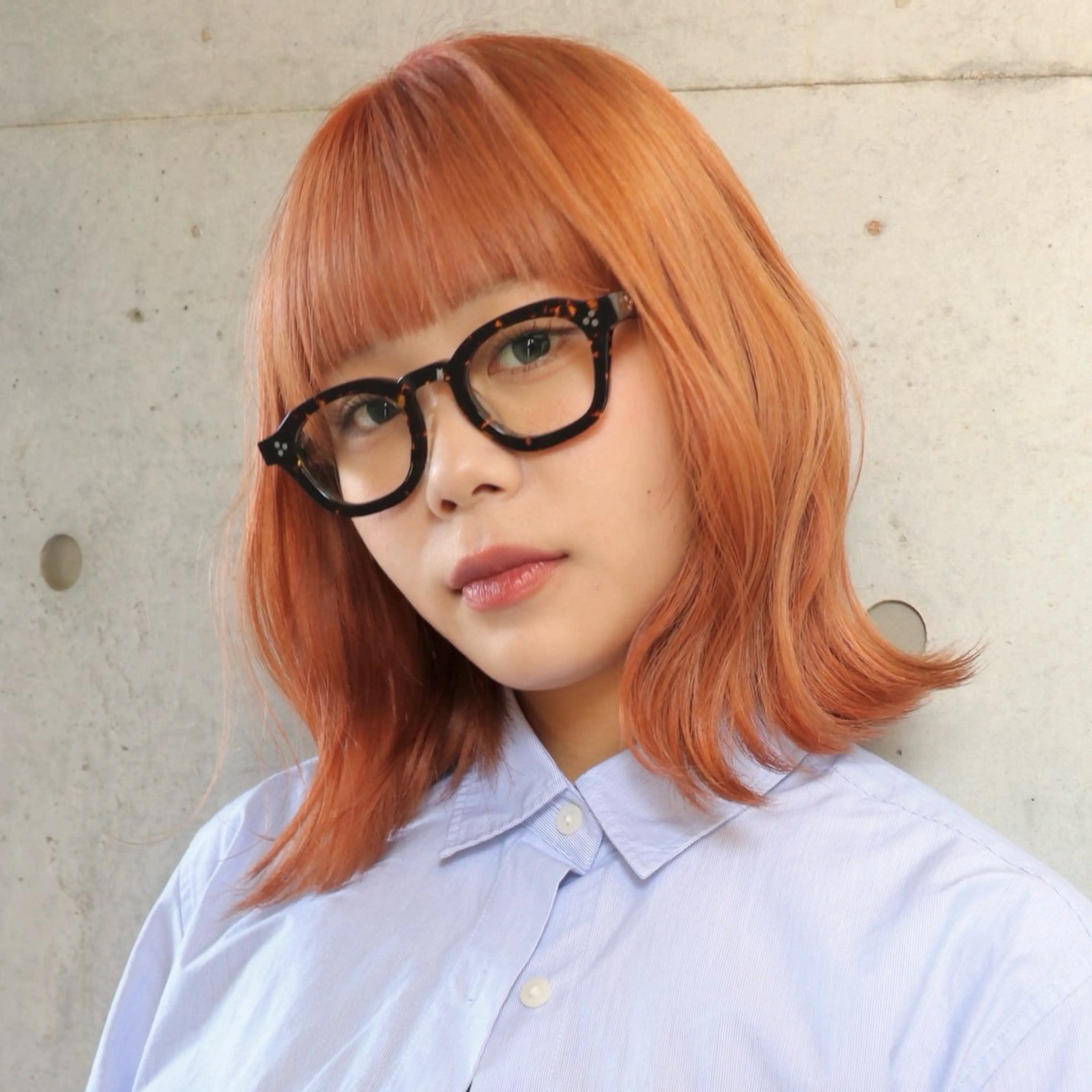 ミディアム カラー オレンジ ヘアカラー トリートメント FIG HairDesignのヘアスタイル