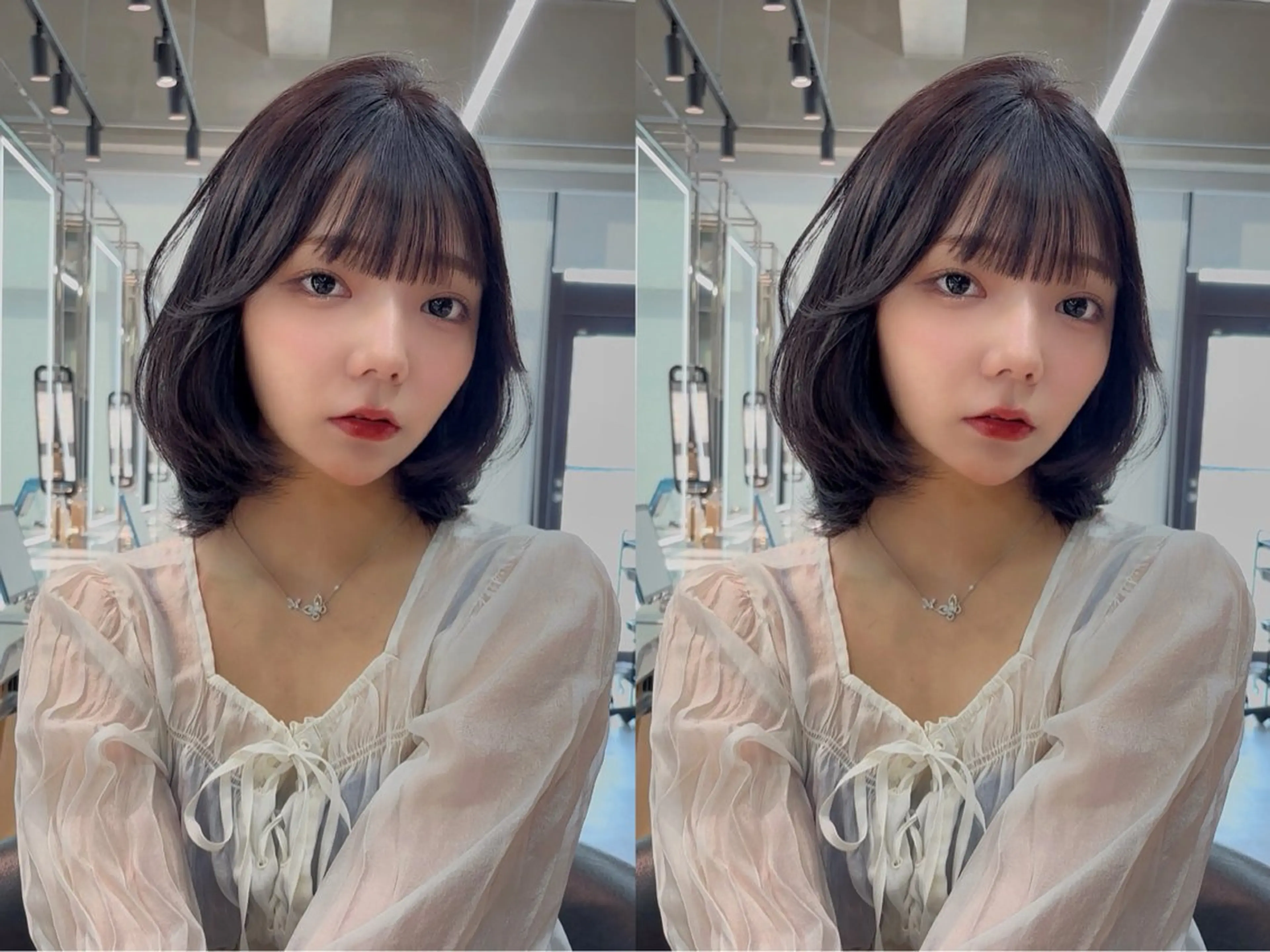 ミディアム カラー ミディアムレイヤー ブリーチ 透明感カラー ブリーチなしカラー 顔まわりレイヤー 【美髪矯正】 吉村　清志のヘアスタイル