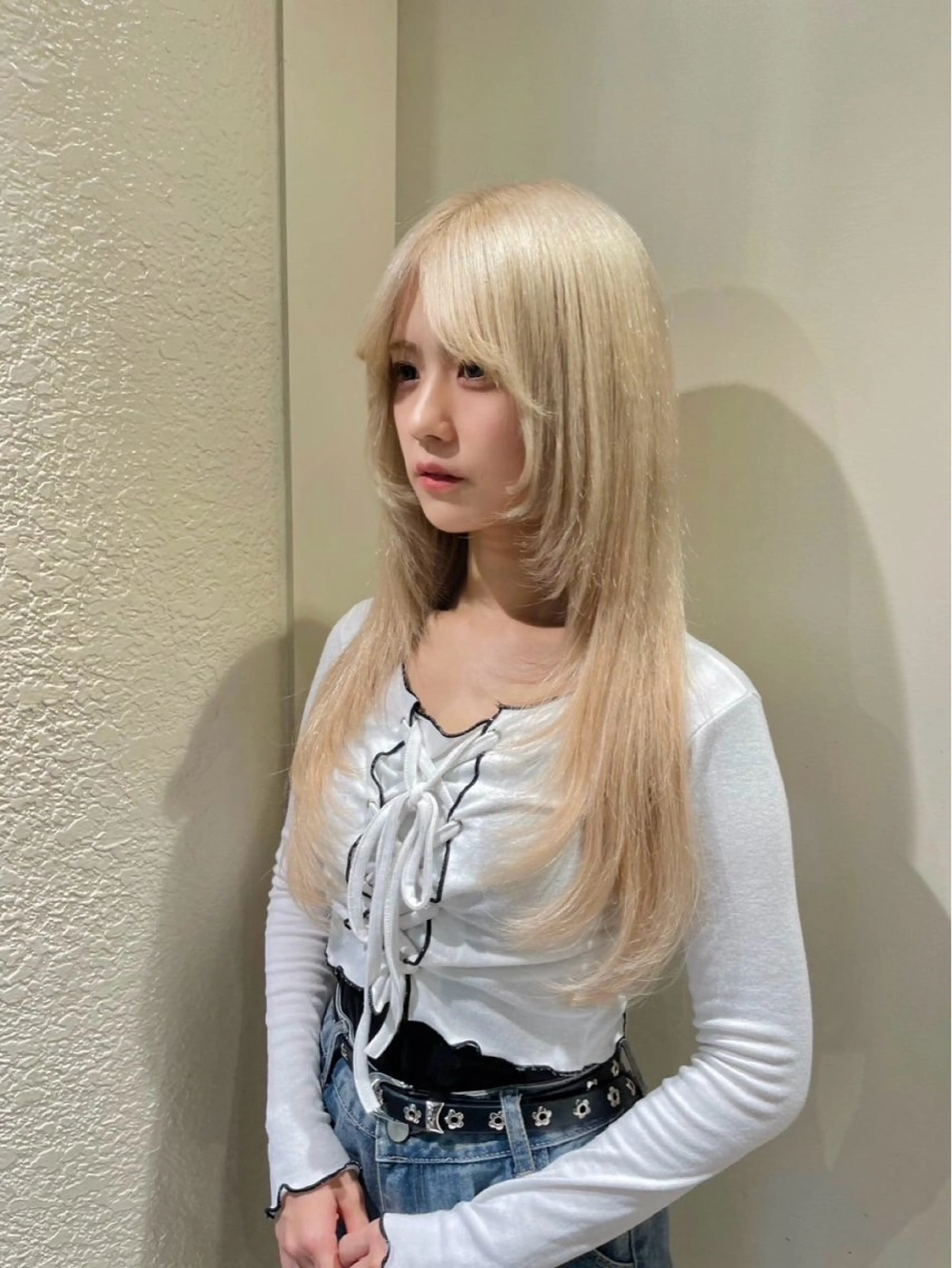 ロング カラー シールエクステ ベージュカラー ダブルカラー ホワイトベージュ エクステ 🦋美髪／エクステ 🦋アベイクミのヘアスタイル