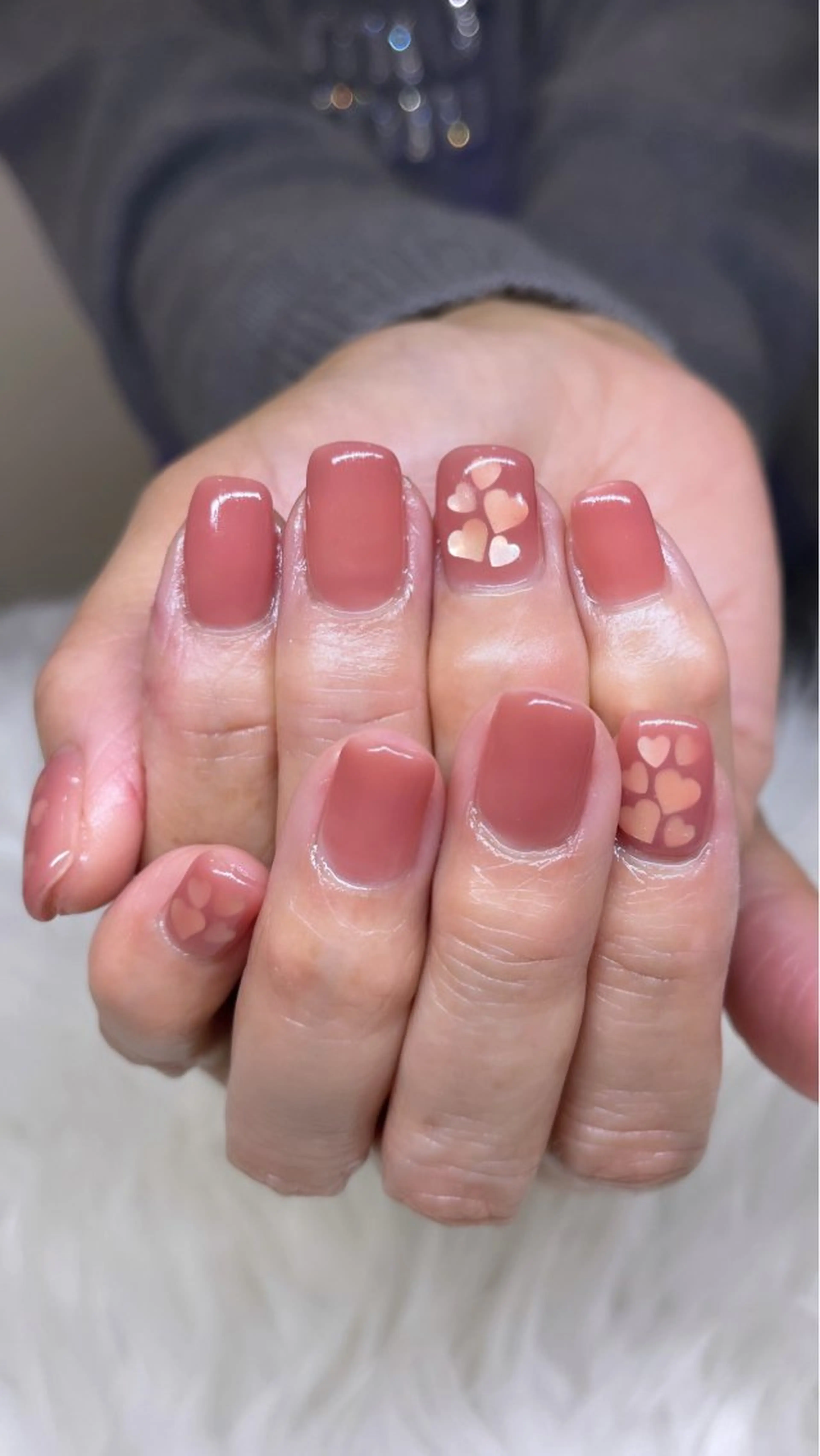 ネイル ジェルネイル ワンカラーネイル ピンク バレンタイン ハンドネイル 舞 ねいるのネイルデザイン