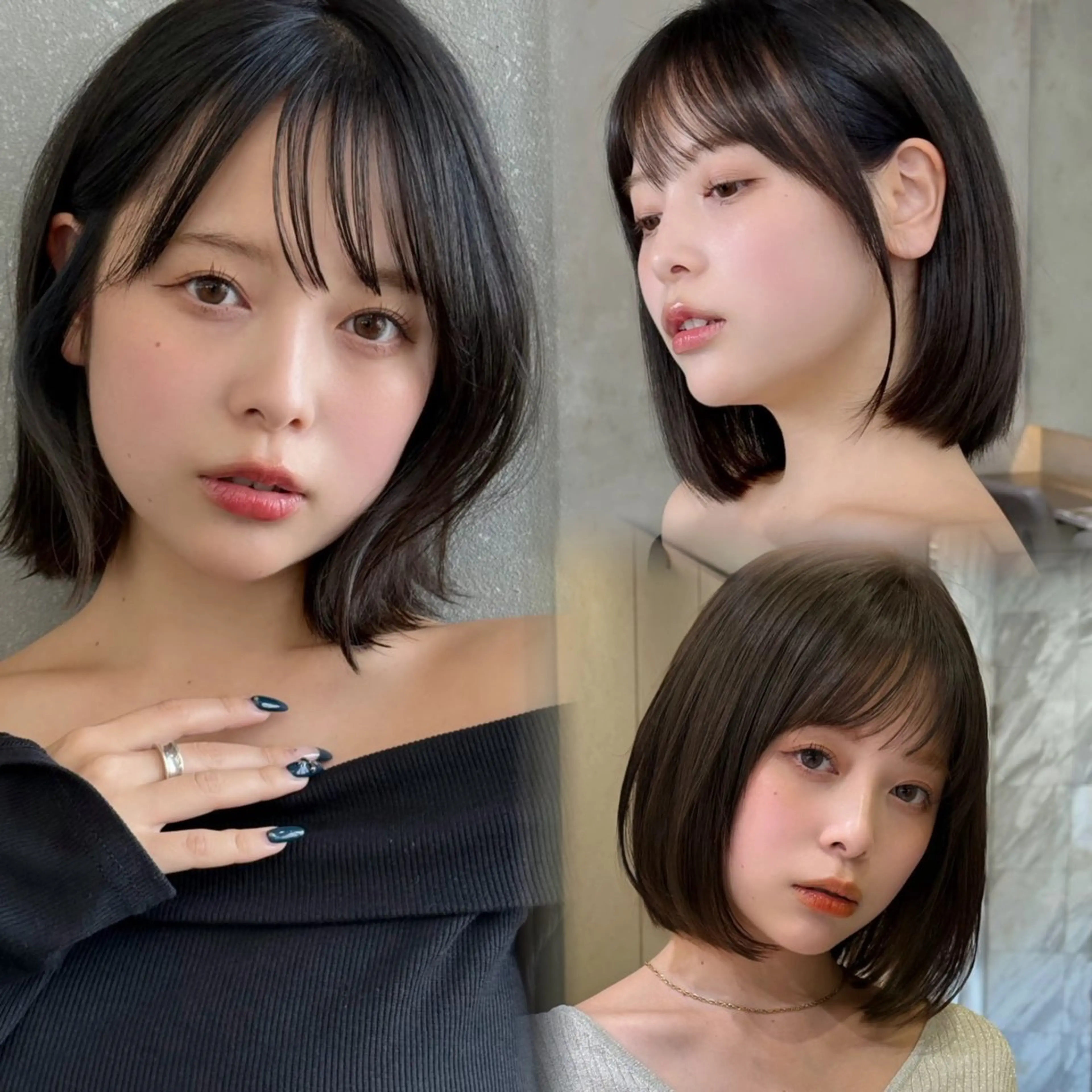 ミディアム カラー ヘアアレンジ カット ヘアカラー 縮毛矯正 トリートメント 🫧ボブ／縮毛矯正／ 韓国／ゆーな🫧‪のヘアスタイル