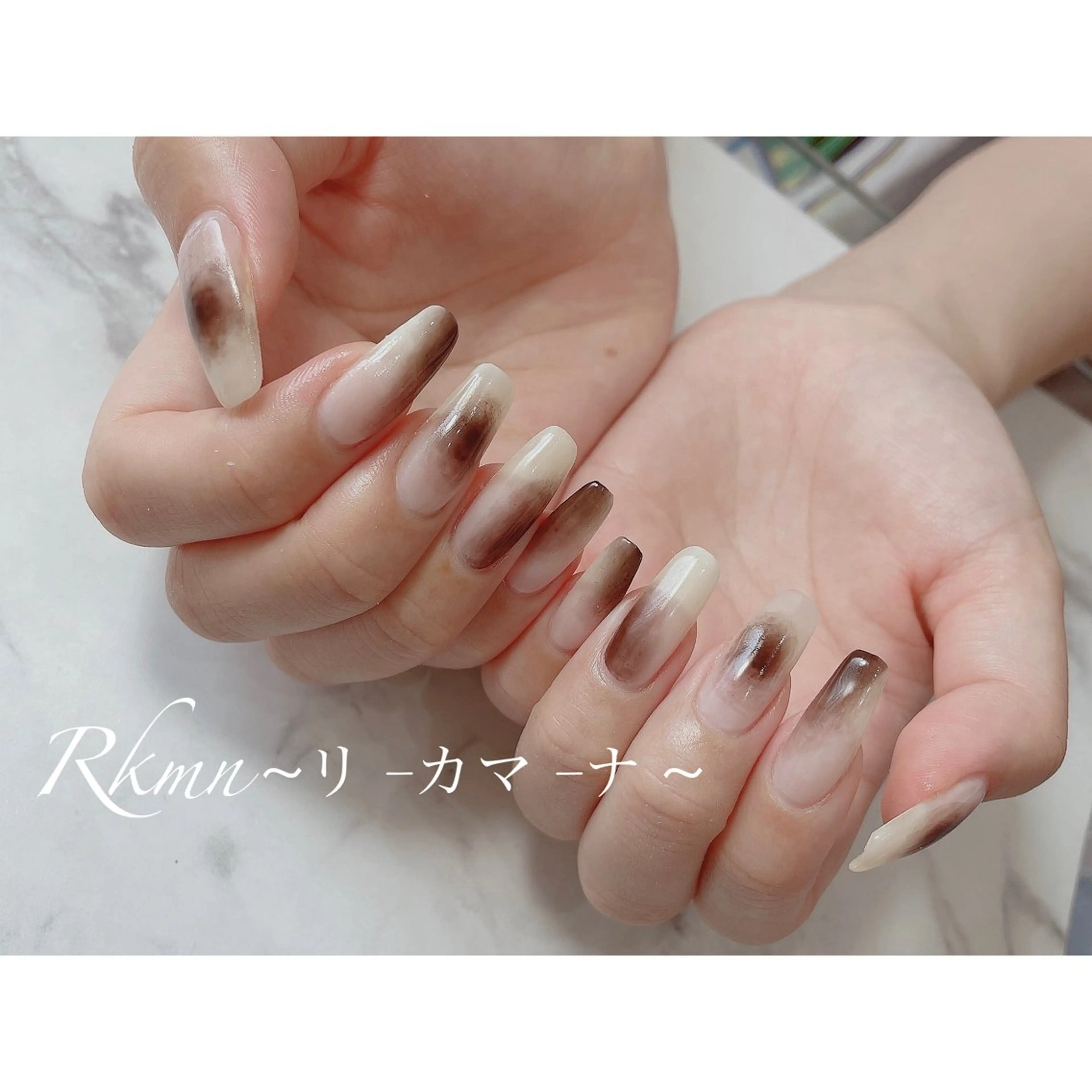 ネイル アートネイル チークネイル グラデーション ニュアンスネイル 春ネイル ハンドネイル フットネイル ハンドケア Rkmn ~リ-カマ-ナ~のネイルデザイン