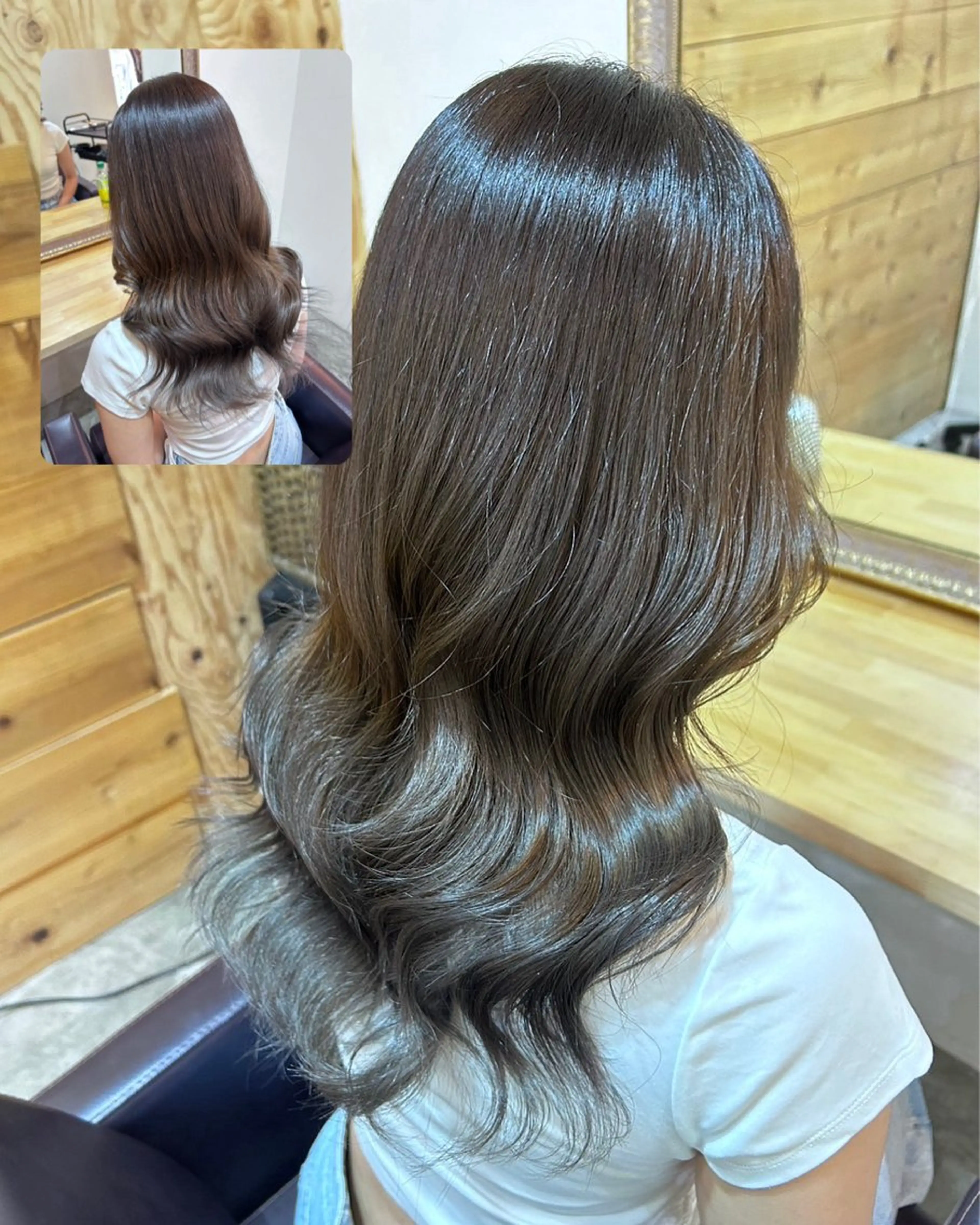 セミロング カラー グラデーションカラー グレージュ 艶カラー/ハイトーン Anjuのヘアスタイル