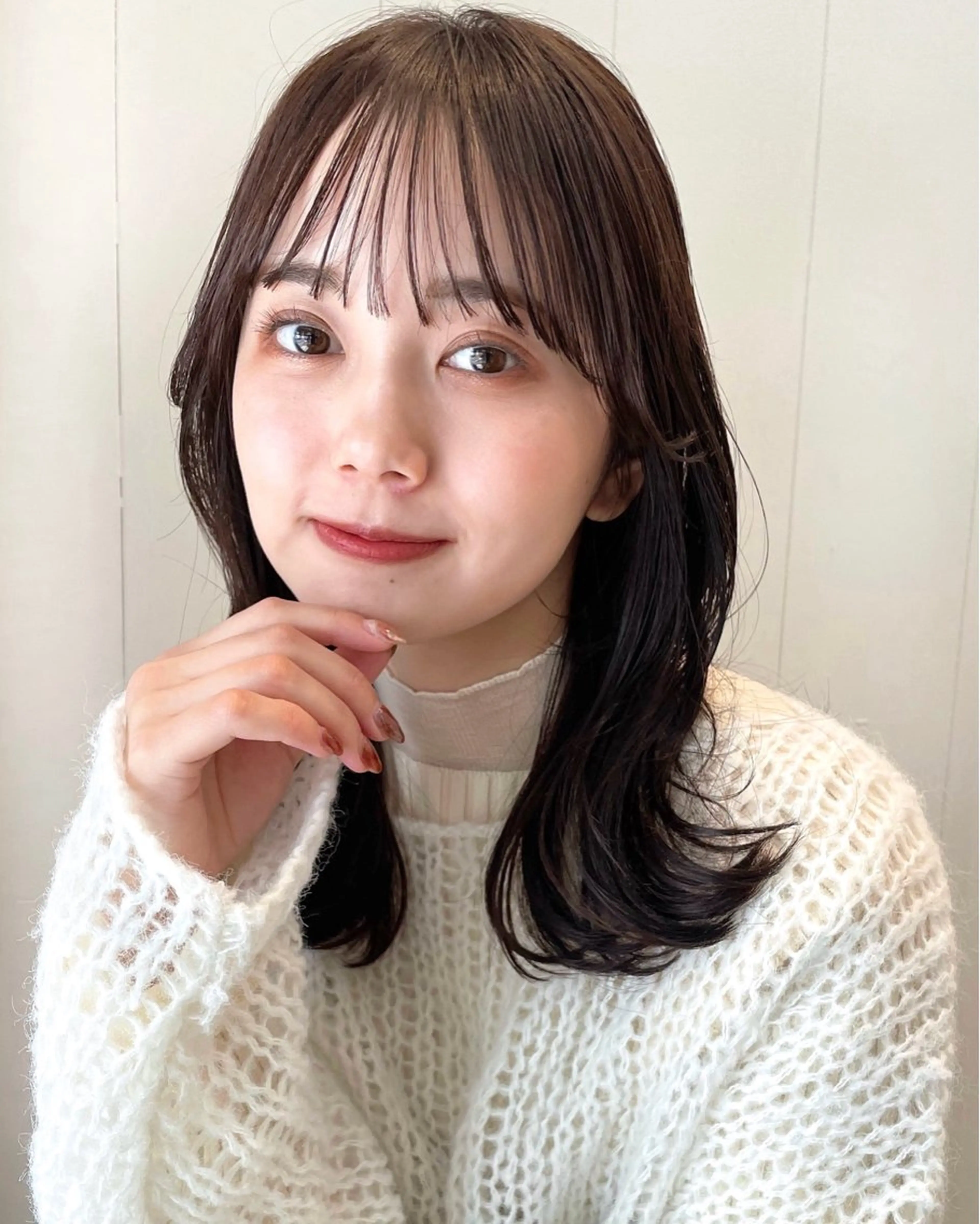 ミディアム カラー シースルーバング OAK 学芸大学所属・秋葉萌　透明感カラー /レイヤー/ボブ♡のヘアスタイル