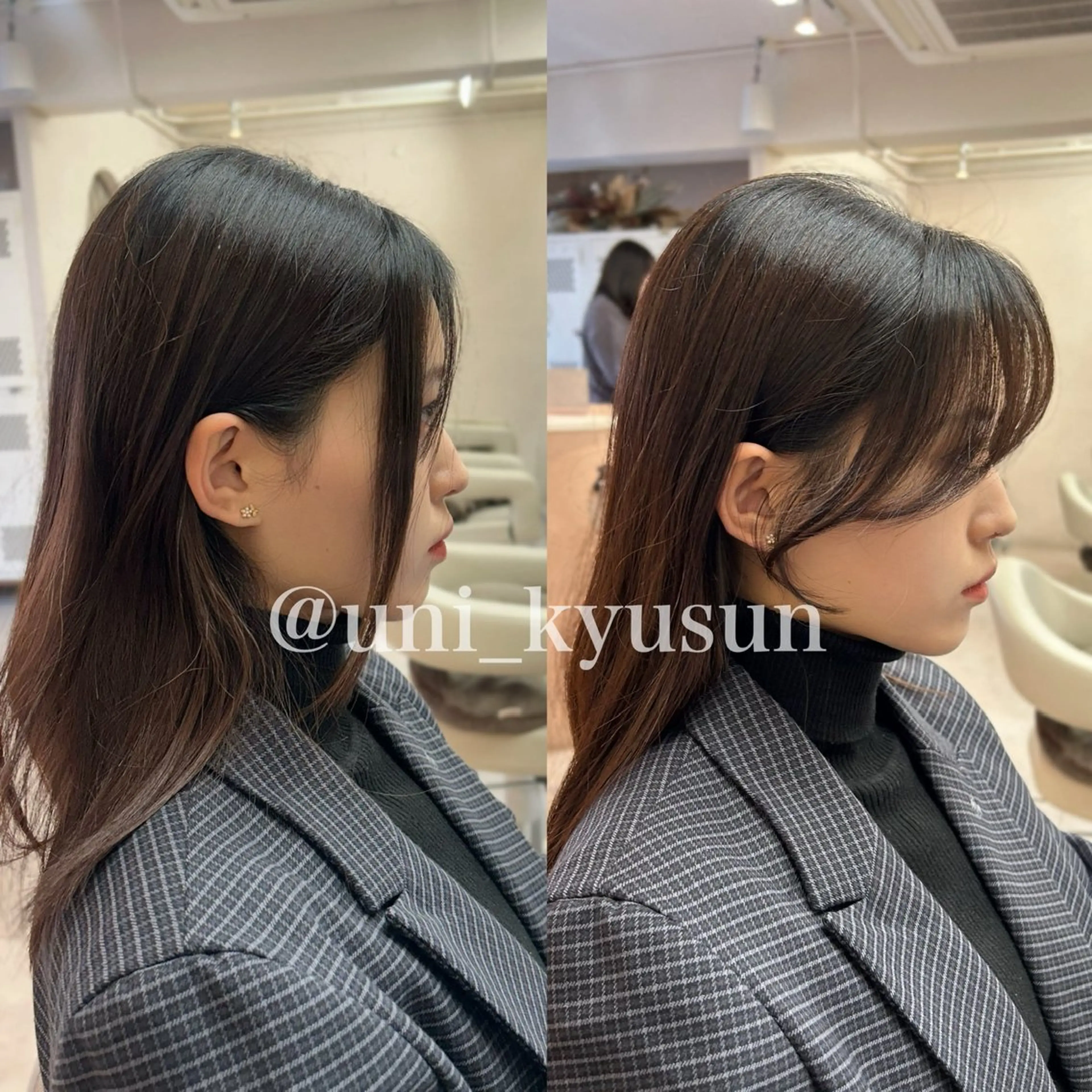 ミディアム カラー カット トリートメント 本格韓国ヘア🇰🇷 【uni】キューさんのヘアスタイル